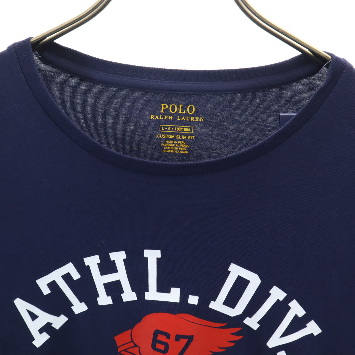 未使用 POLO RALPH LAUREN ポロラルフローレン プリント 長袖 Tシャツ L ネイビー ロンT タグ付き メンズ