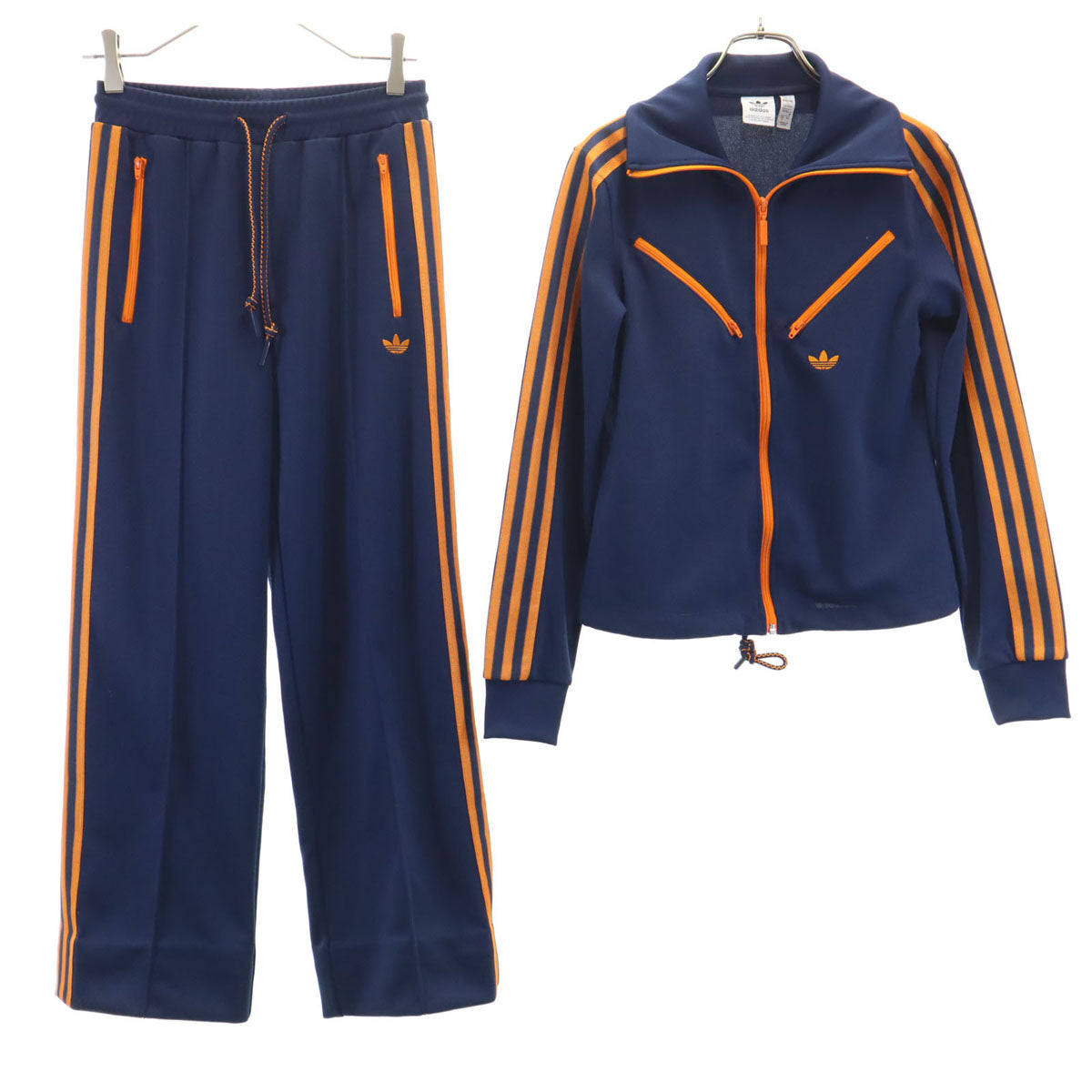 adidas アディダス トレフォイルロゴ トラックジャケット 上下 セットアップ M ネイビー ジャージ レディース