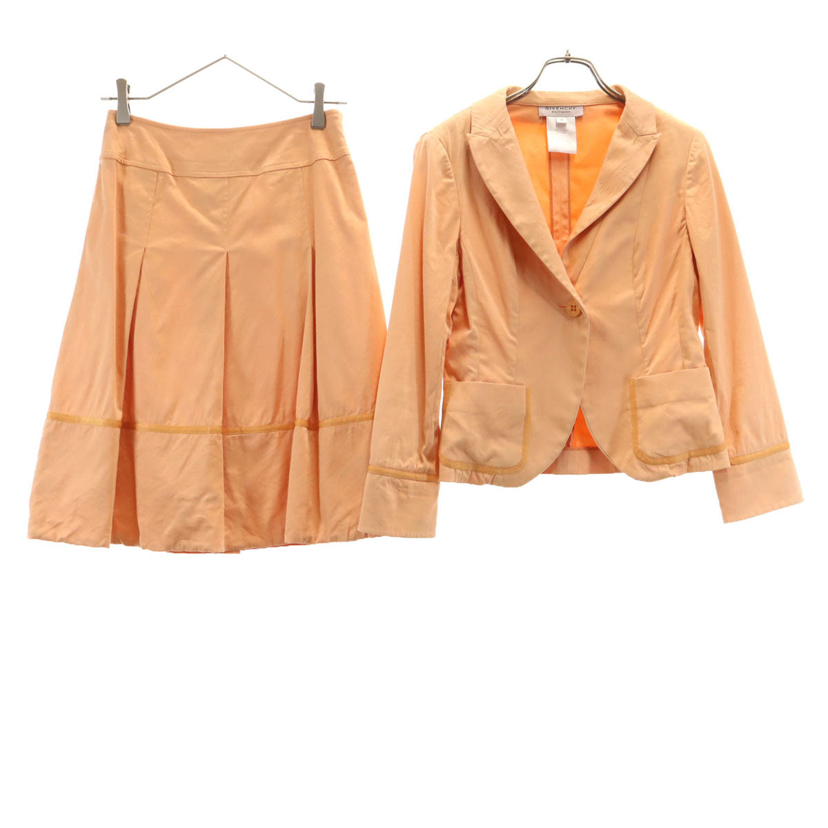 GIVENCHY BOUTIQUES ジバンシィ ブティックス 90s 日本製 オールド カジュアル スカートスーツ 上下 セットアップ 36 オレンジ レディース