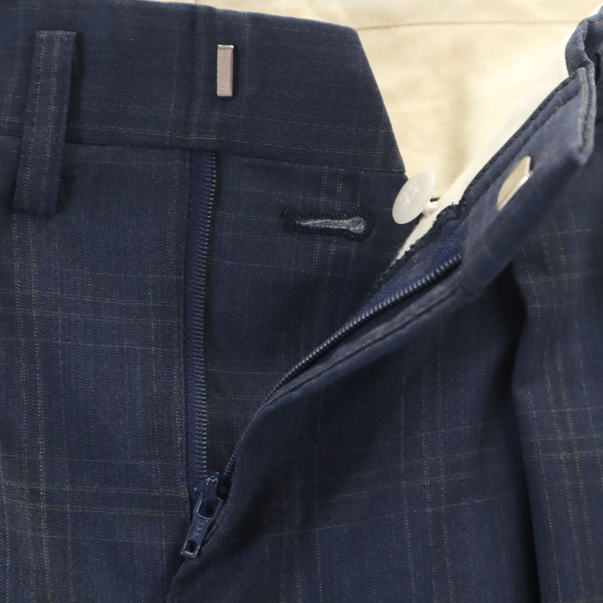 TAILOR TSUTAYA テーラーツタヤ チェック柄 ダンヒル生地 ダブル スーツ 上下 セットアップ ネイビー メンズ
