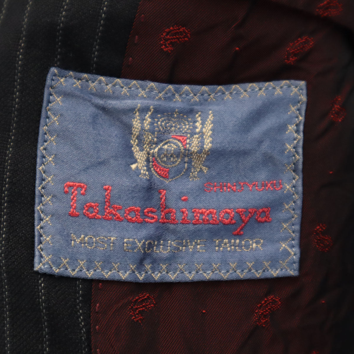 TAKASHIMAYA 高島屋 ストライプ柄 ランバン生地 スーツ 上下 セットアップ ブラック メンズ