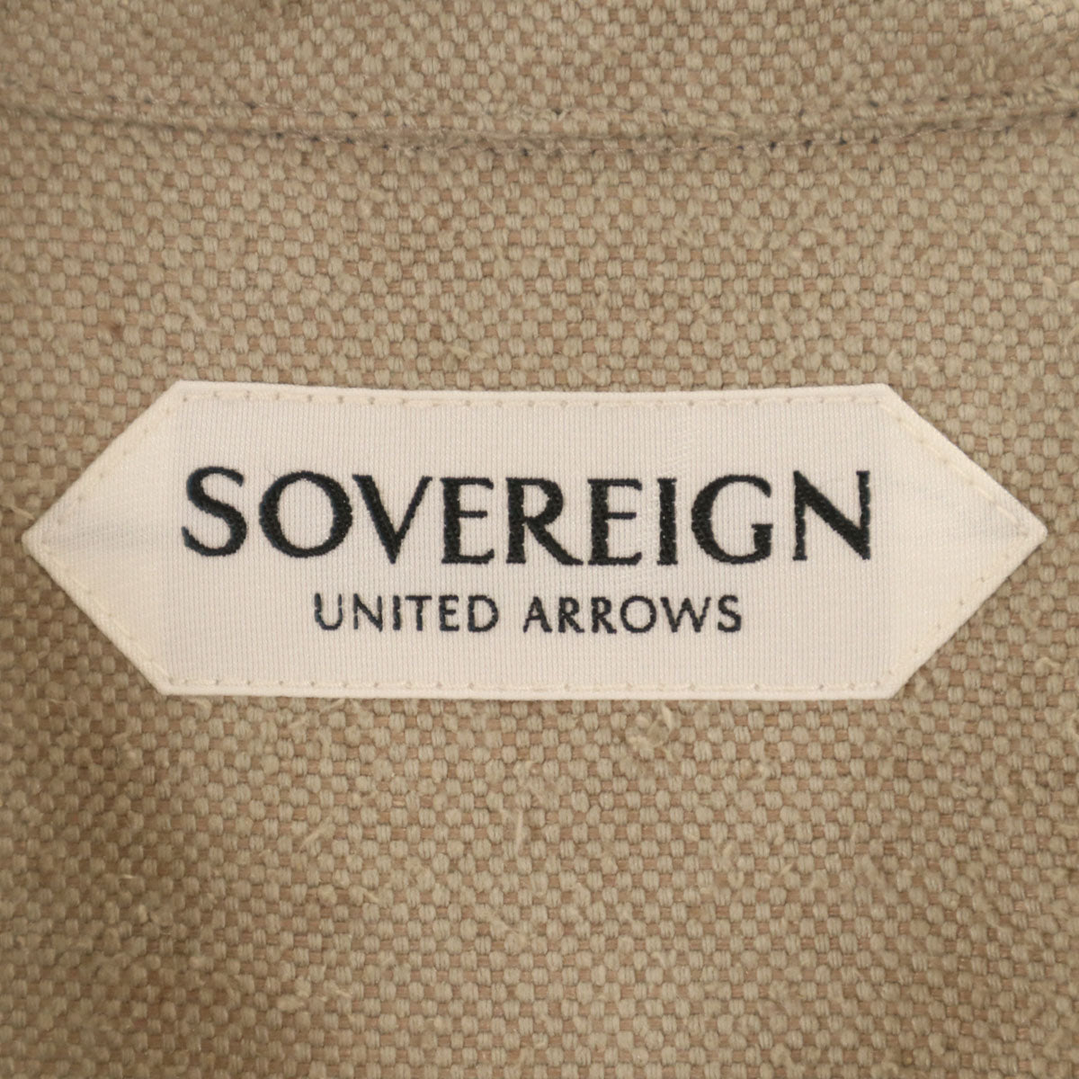 未使用 SOVEREIGN UNITED ARROWS ソブリン ユナイテッドアローズ シルク リネン 長袖 スキッパー シャツ L ベージュ メンズ