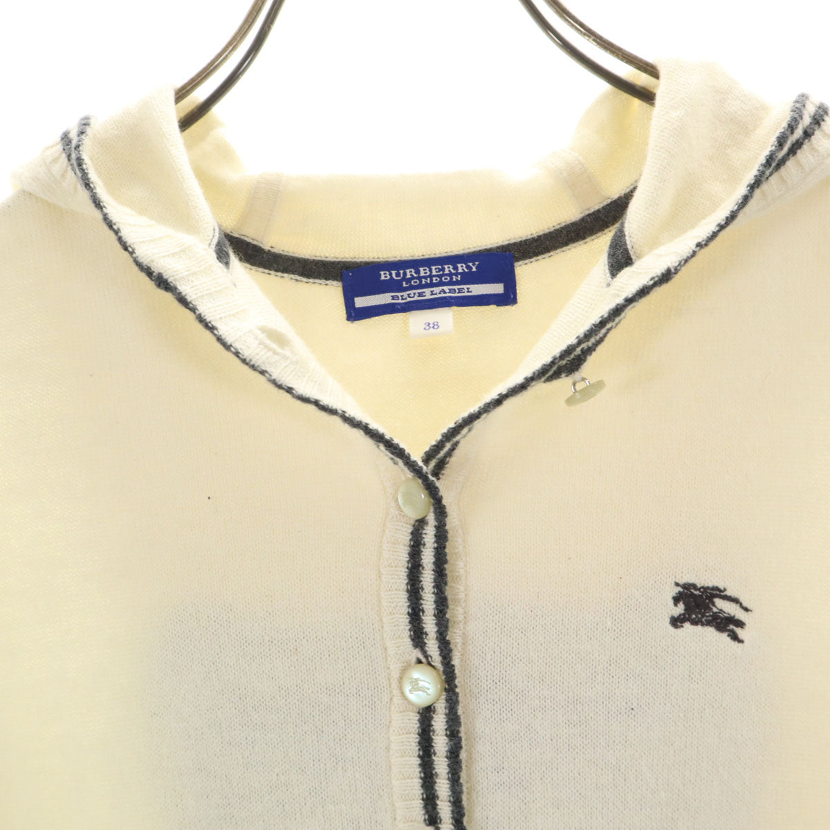 BURBERRY LONDON BLUE LABEL バーバリー ロンドン ブルーレーベル 5分袖 ニット 38 アイボリー 三陽商会 レディース