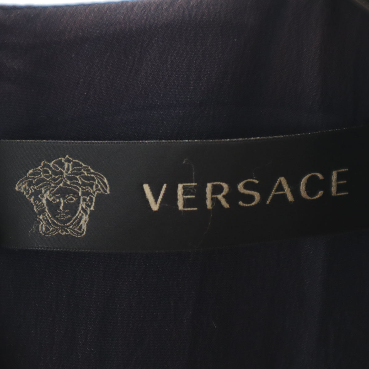 VERSACE ヴェルサーチ イタリア製 ノースリーブ ワンピース 38 ネイビー レディース