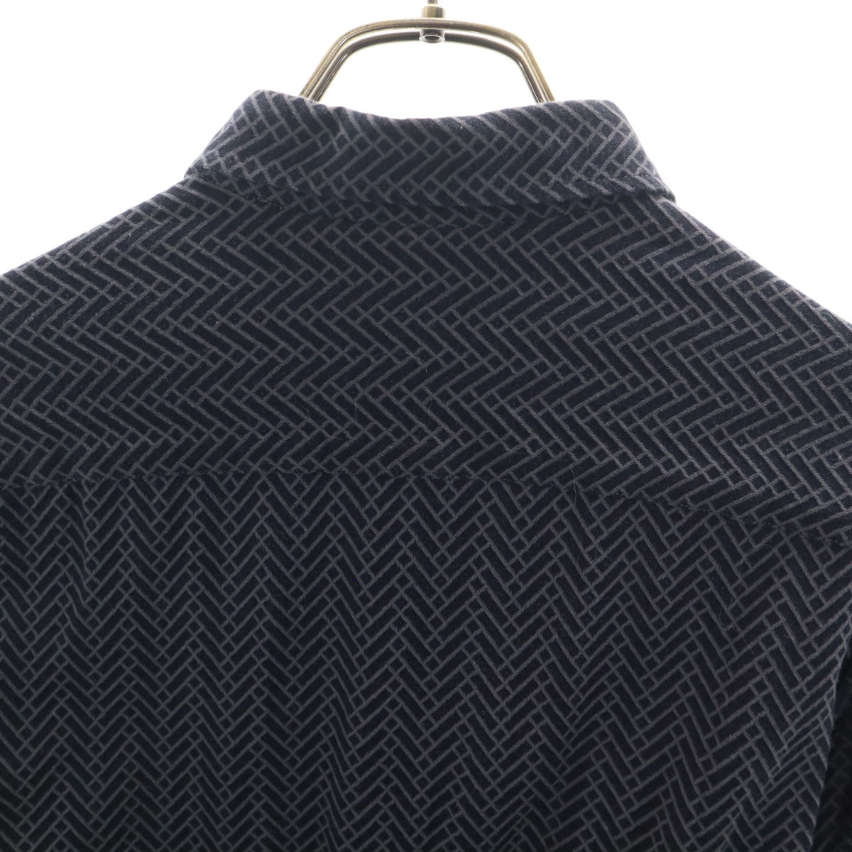 Emporio Armani エンポリオアルマーニ 総柄 長袖 コットンシャツ M ネイビー メンズ