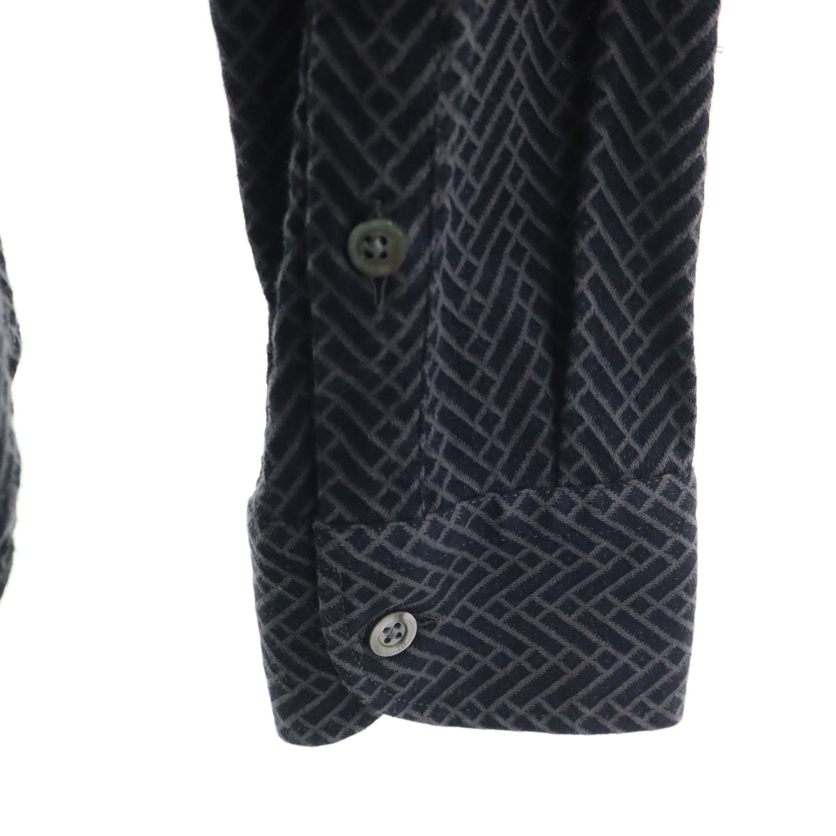 Emporio Armani エンポリオアルマーニ 総柄 長袖 コットンシャツ M ネイビー メンズ