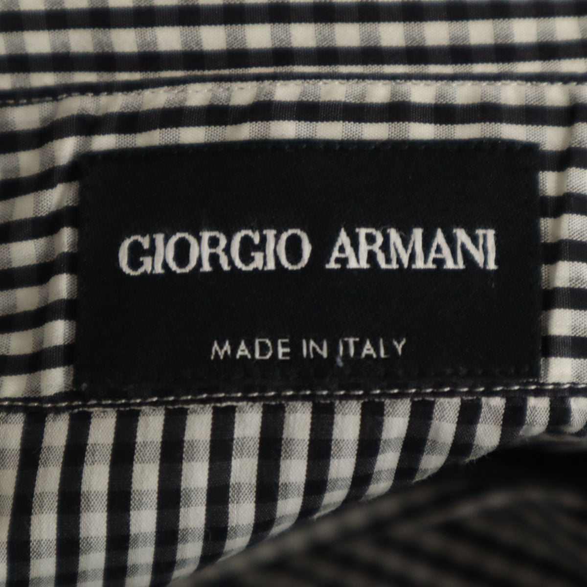 GIORGIO ARMANI ジョルジオアルマーニ イタリア製 チェック柄 長袖 シャツ 39 ブラック メンズ