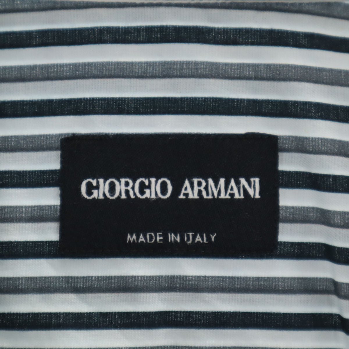 GIORGIO ARMANI ジョルジオアルマーニ イタリア製 ストライプ柄 長袖 フルジップ シャツ 39 ホワイト メンズ