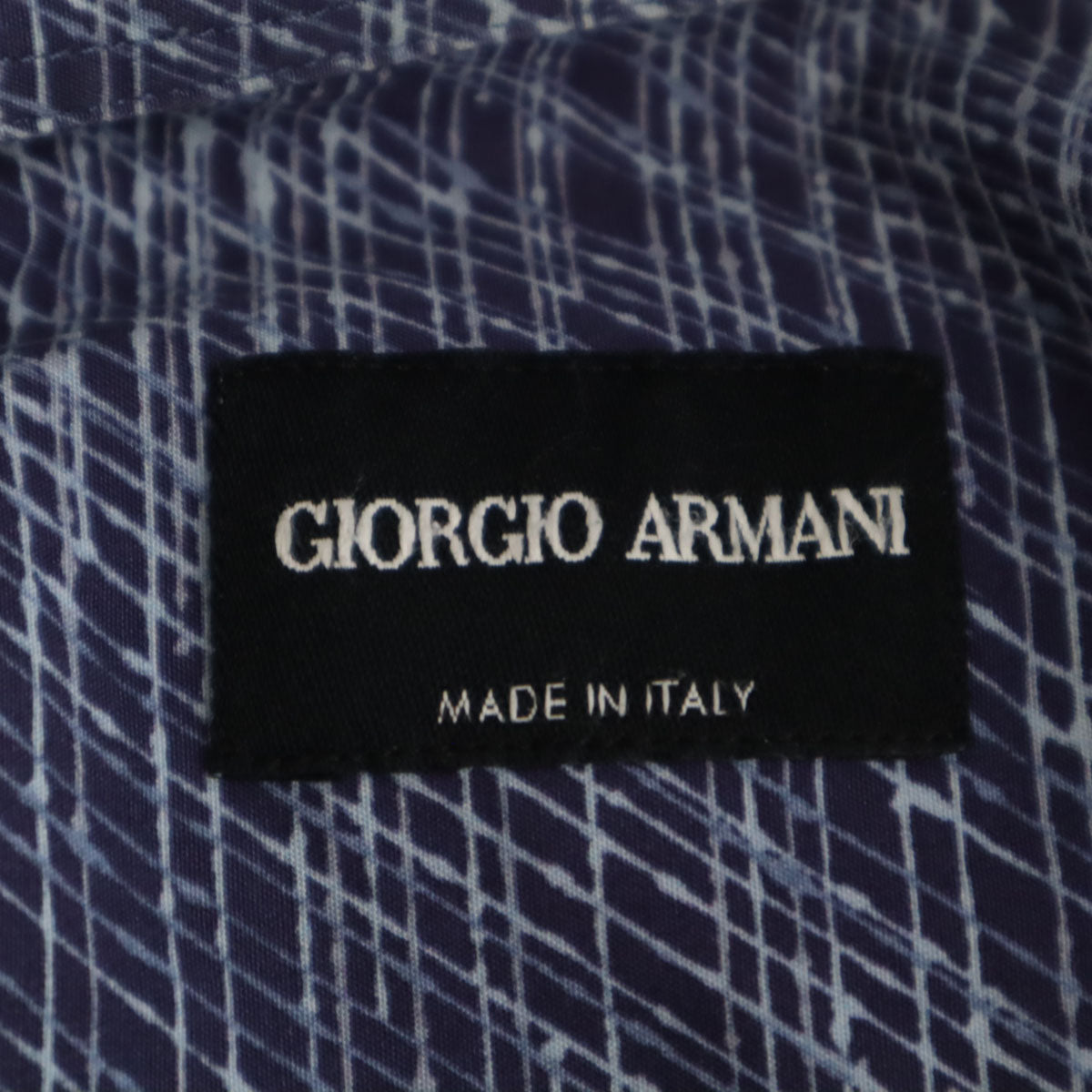 GIORGIO ARMANI ジョルジオアルマーニ イタリア製 総柄 長袖 コットンシャツ 40 ネイビー メンズ