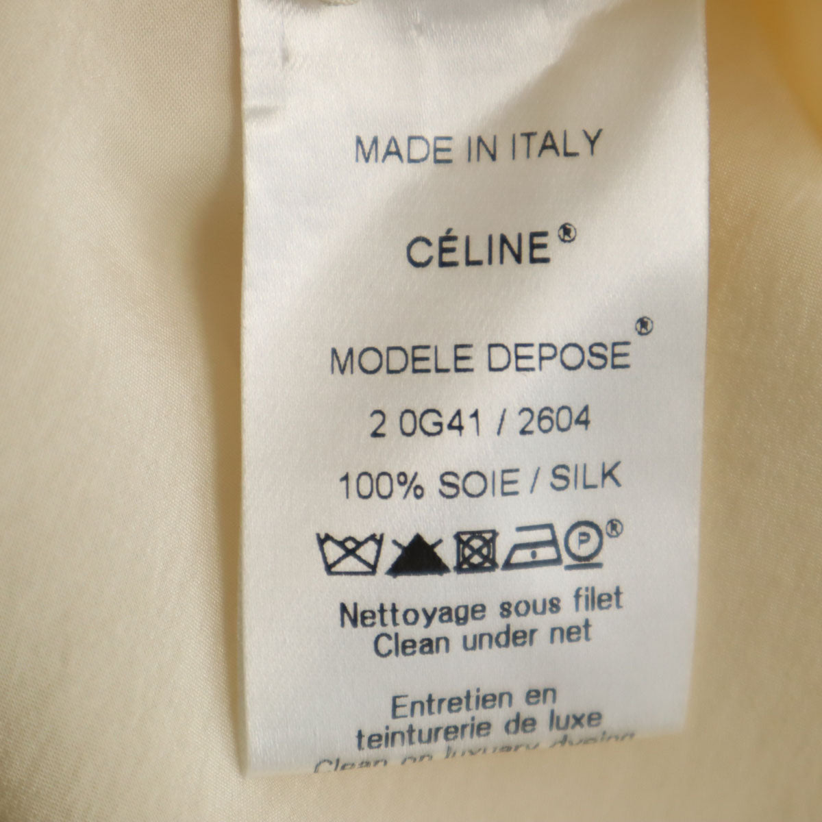 CELINE セリーヌ イタリア製 シルク 長袖 ブラウス 38 ペールオレンジ シャツ レディース