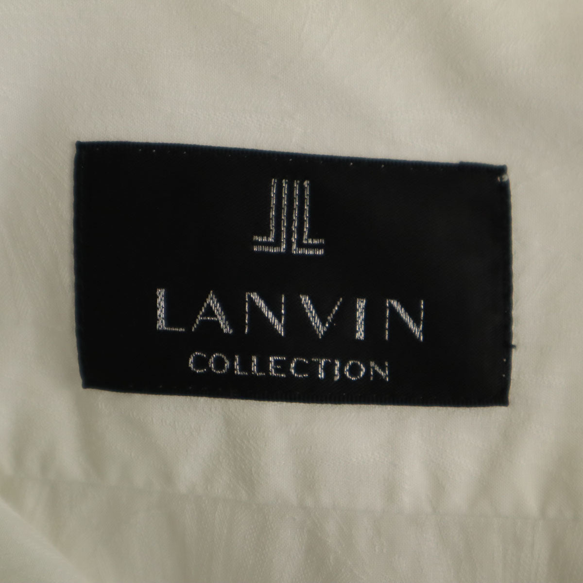 LANVIN LA COLLECTION ランバンコレクション 日本製 シャドー総柄 長袖 コットンシャツ L ホワイト メンズ