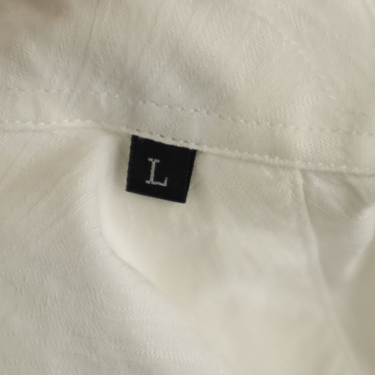 LANVIN LA COLLECTION ランバンコレクション 日本製 シャドー総柄 長袖 コットンシャツ L ホワイト メンズ