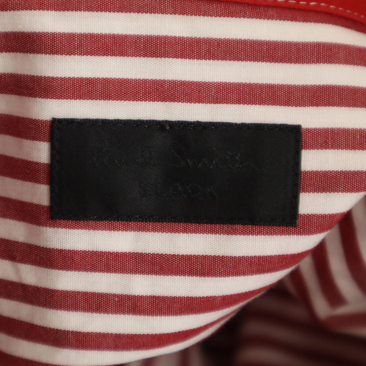 Paul Smith BLACK ポールスミス ブラック ストライプ柄 長袖 フリル コットンシャツ 40 レッド レディース