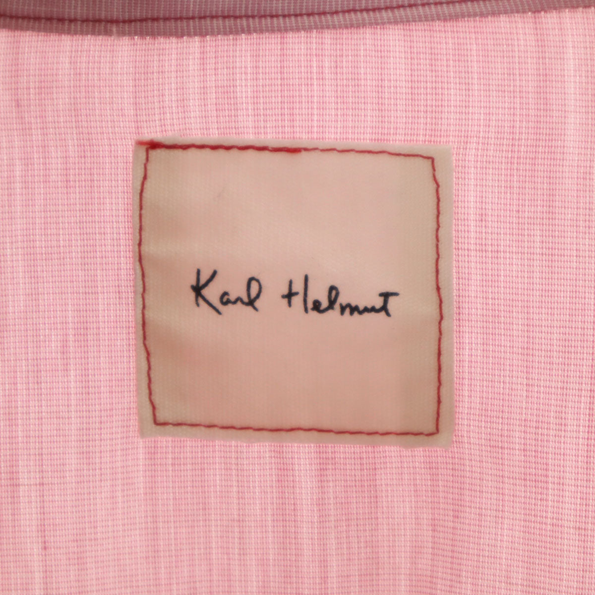 Karl Helmut カールヘルム 花 チェック ストライプ柄 長袖 ベスト レイヤード ボタンダウンシャツ レッド メンズ