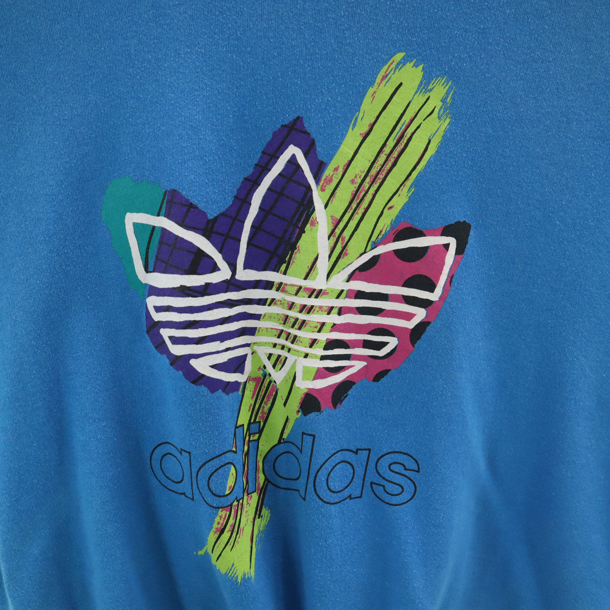 adidas アディダス 80s ヴィンテージ トレフォイルロゴ 長袖 スウェット トレーナー D5 ブルー系 メンズ