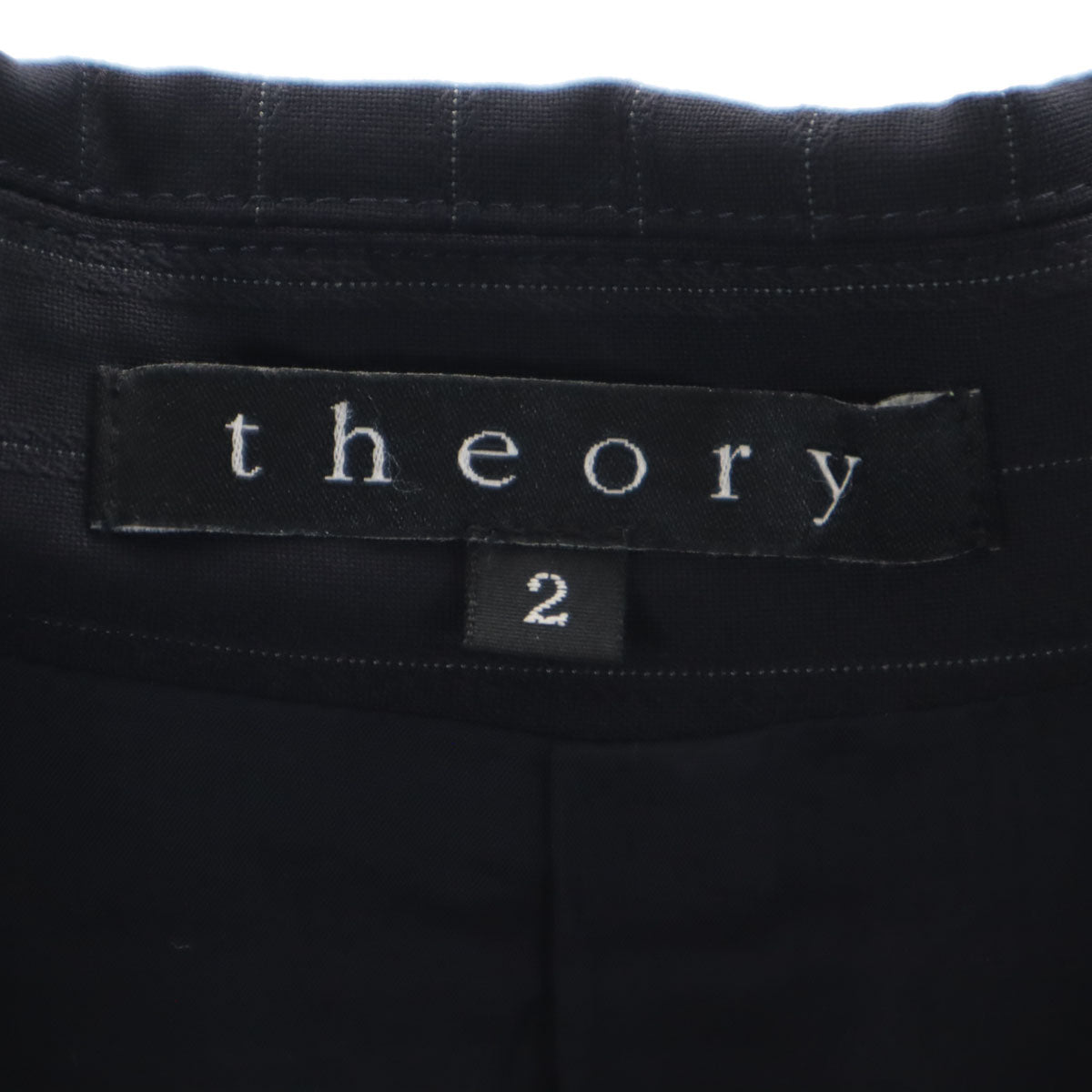 theory セオリー 日本製 ストライプ柄 パンツスーツ 上下 セットアップ 2 ネイビー レディース