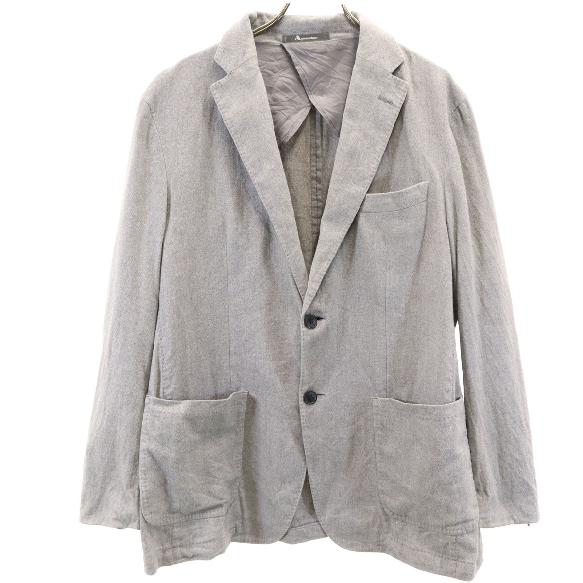 Aquascutum アクアスキュータム 日本製 ヘリンボーン柄 テーラードジャケット 38 グレー メンズ