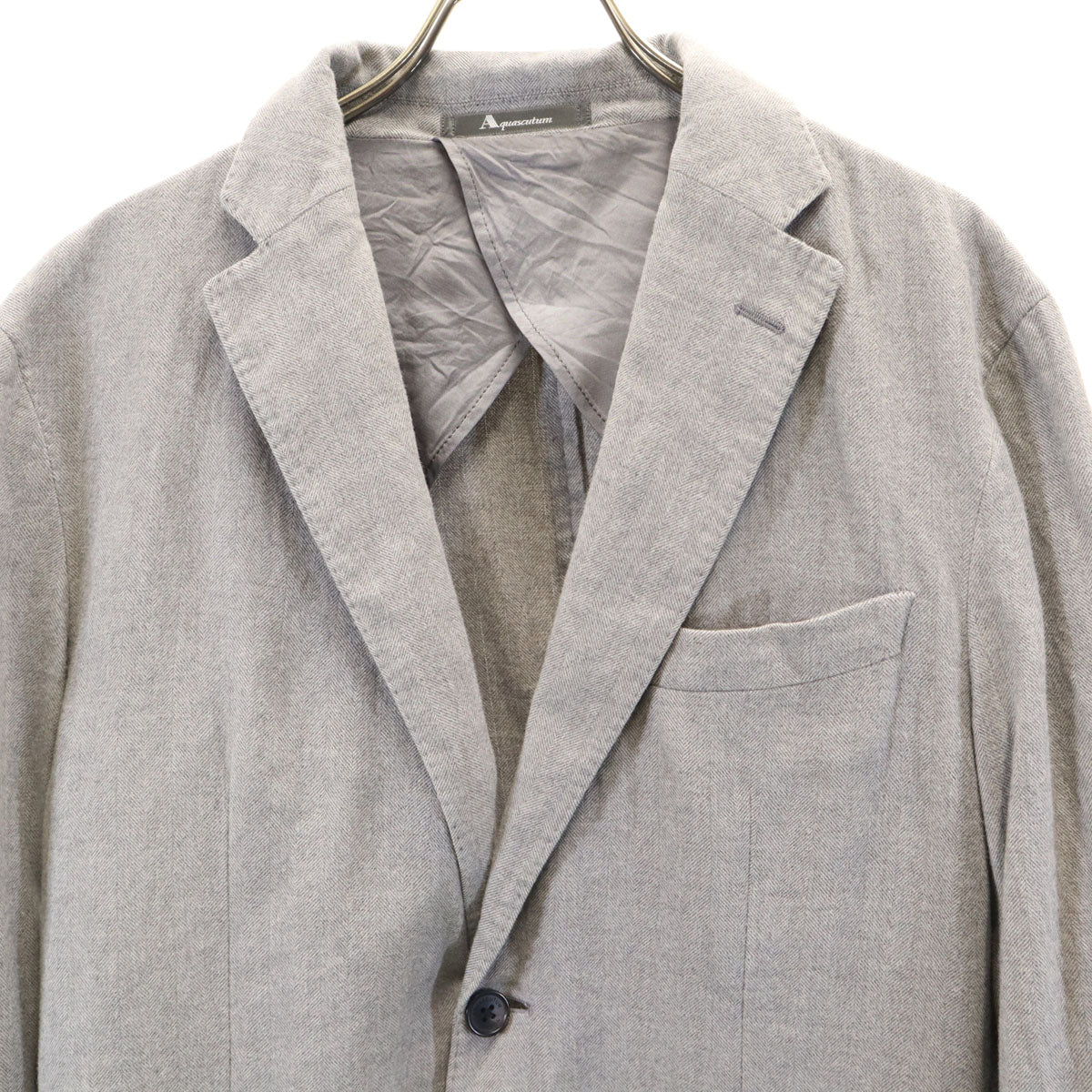 Aquascutum アクアスキュータム 日本製 ヘリンボーン柄 テーラードジャケット 38 グレー メンズ