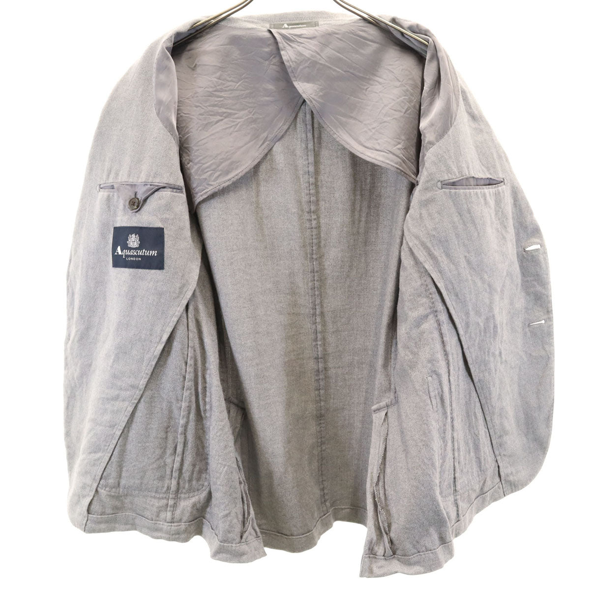 Aquascutum アクアスキュータム 日本製 ヘリンボーン柄 テーラードジャケット 38 グレー メンズ