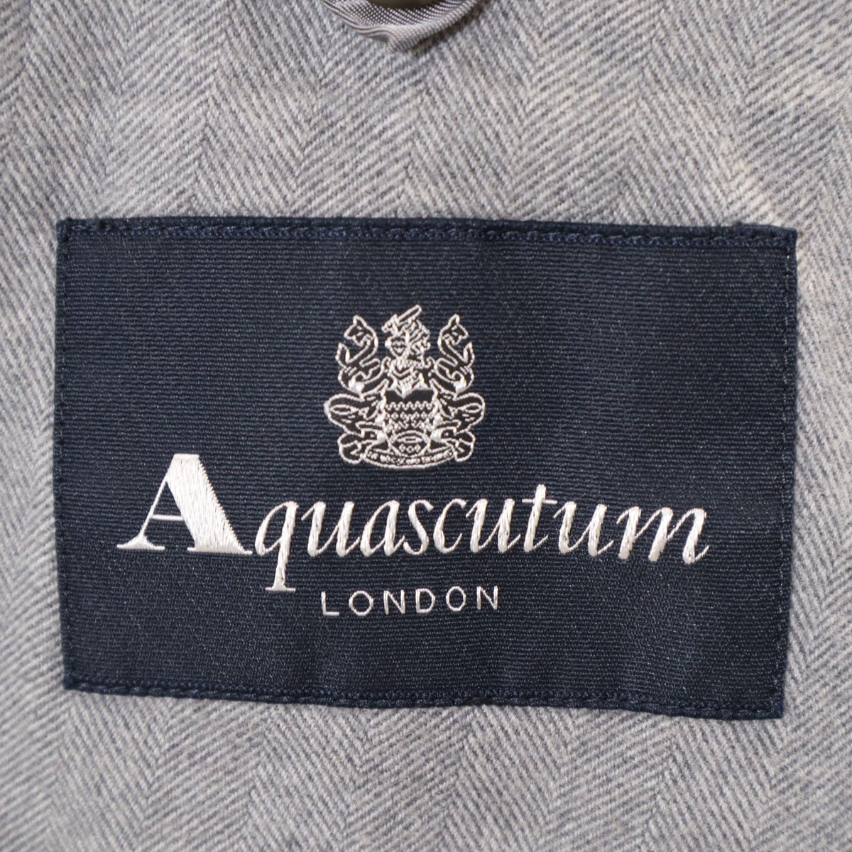 Aquascutum アクアスキュータム 日本製 ヘリンボーン柄 テーラードジャケット 38 グレー メンズ