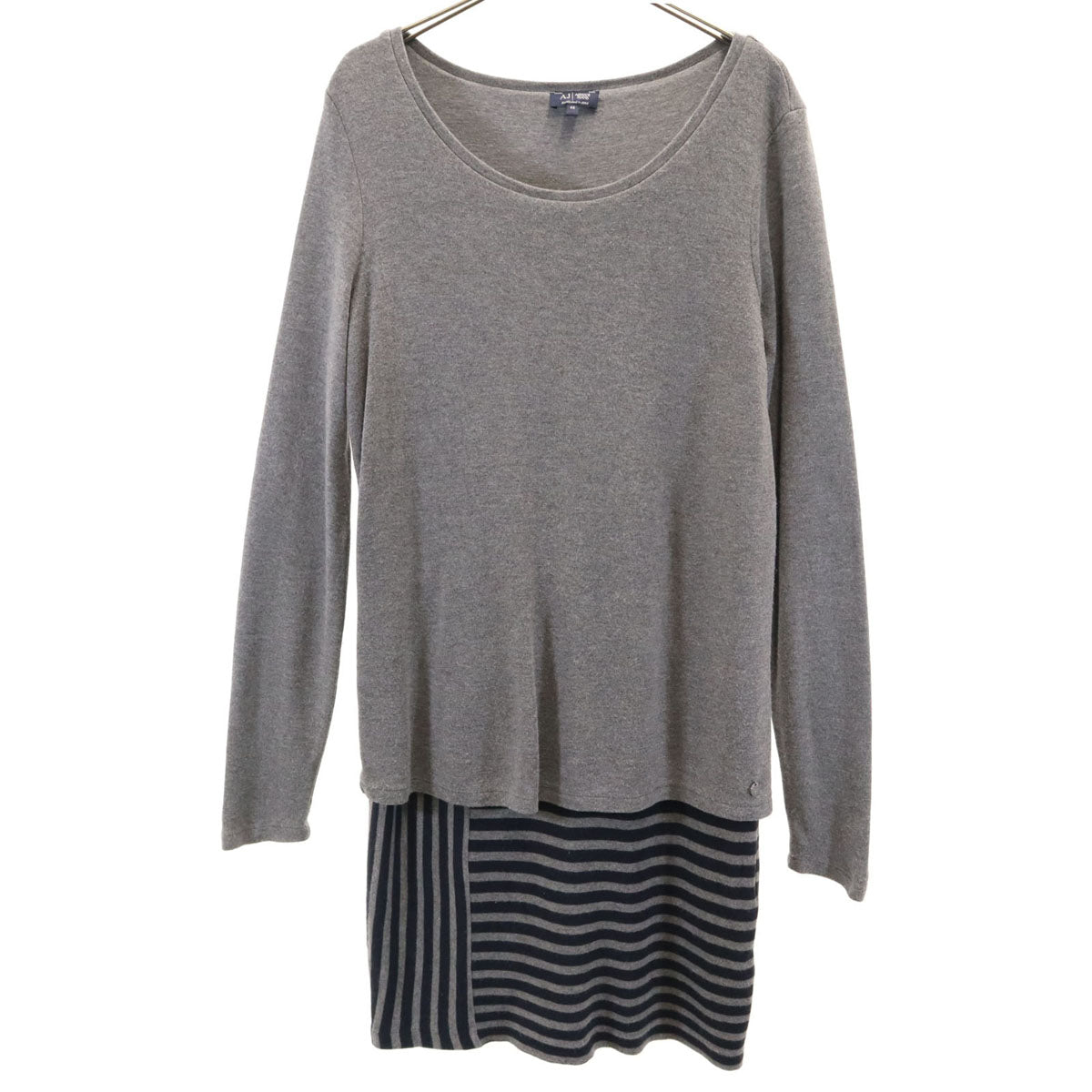 ARMANI JEANS アルマーニジーンズ 長袖 レイヤード ワンピース 46 グレー レディース