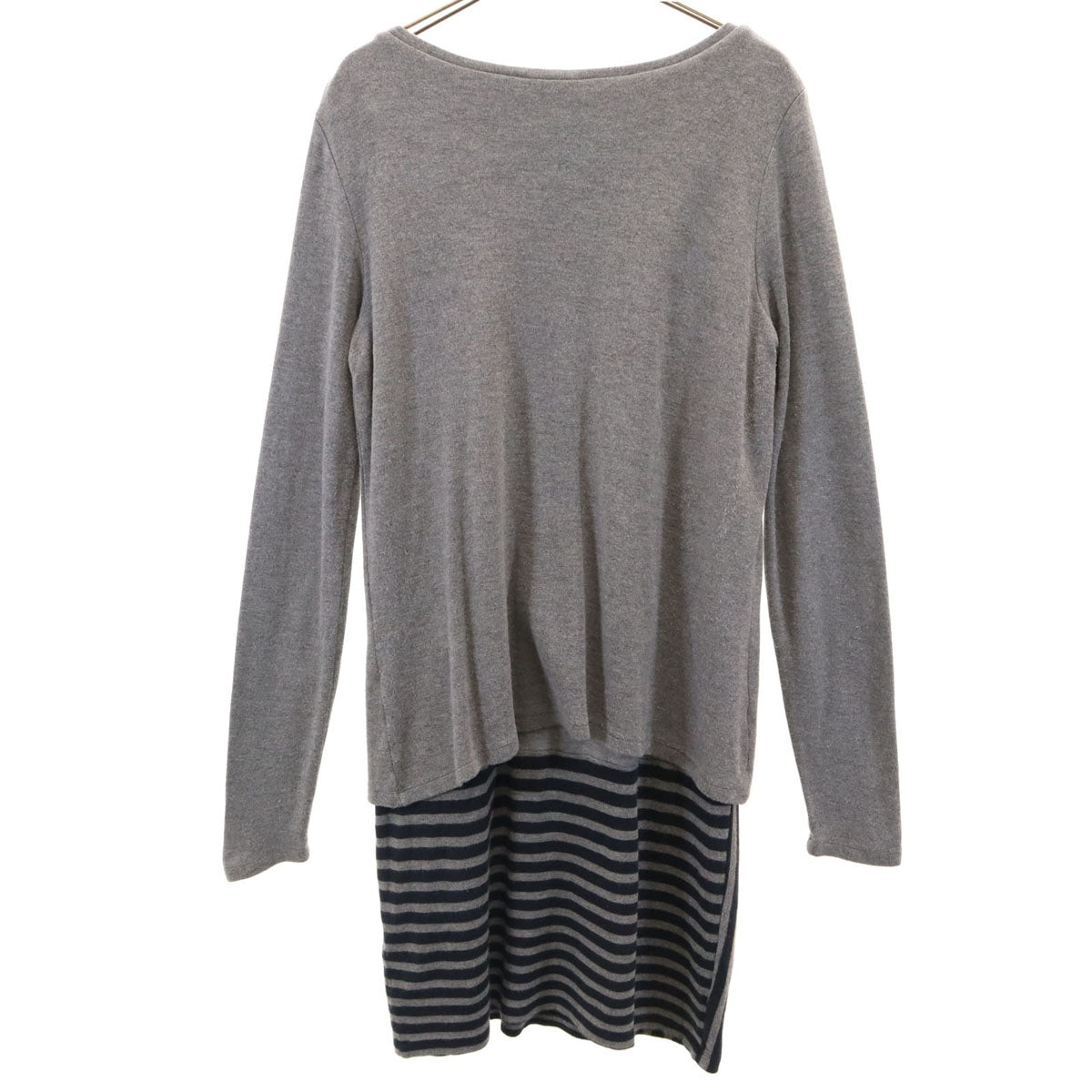 ARMANI JEANS アルマーニジーンズ 長袖 レイヤード ワンピース 46 グレー レディース
