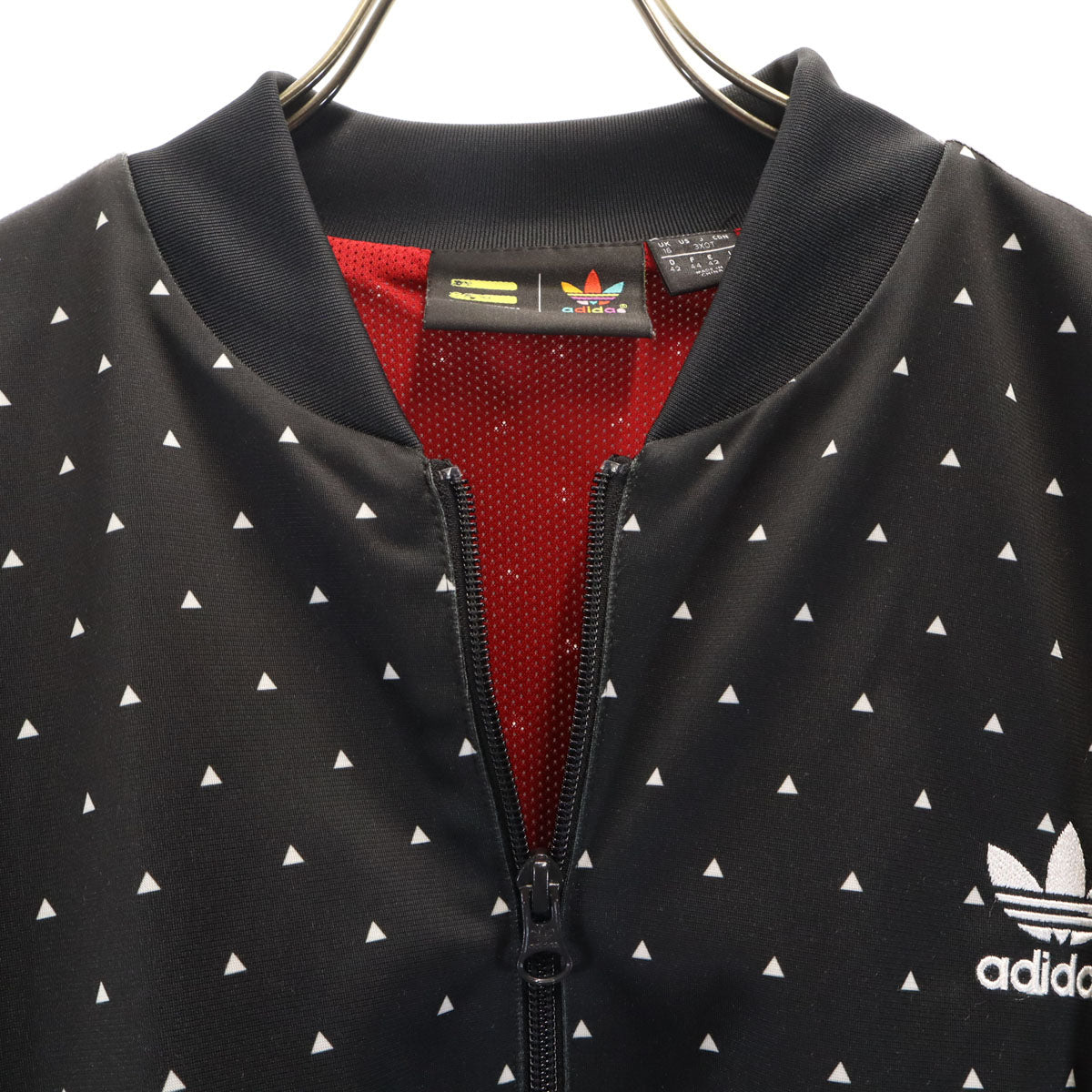 adidas アディダス Pharrell Williams ファレルウィリアムス コラボ 総柄 トレフォイルロゴ トラックジャケット 3XOT ブラック ジャージ ビックサイズ レディース