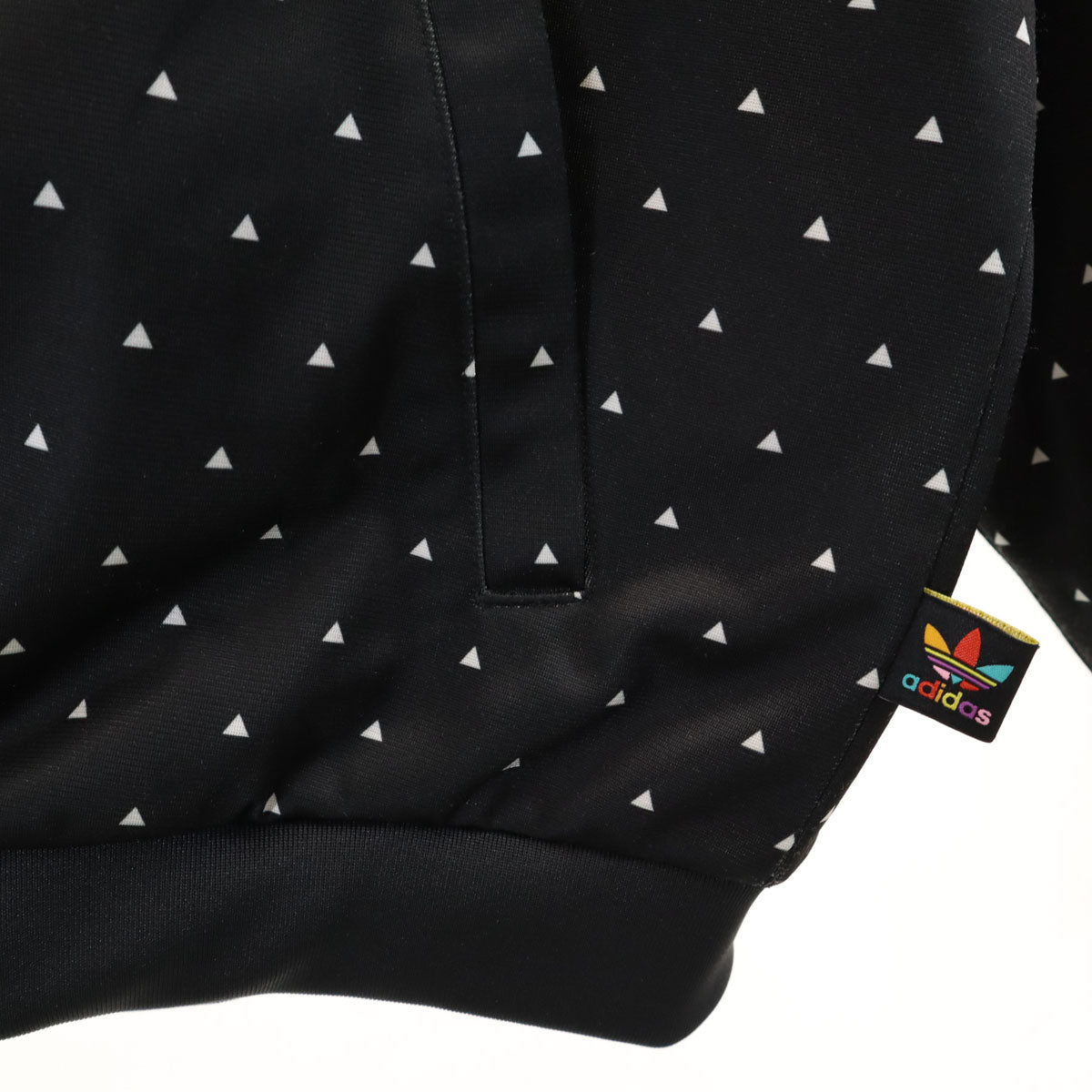 adidas アディダス Pharrell Williams ファレルウィリアムス コラボ 総柄 トレフォイルロゴ トラックジャケット 3XOT ブラック ジャージ ビックサイズ レディース