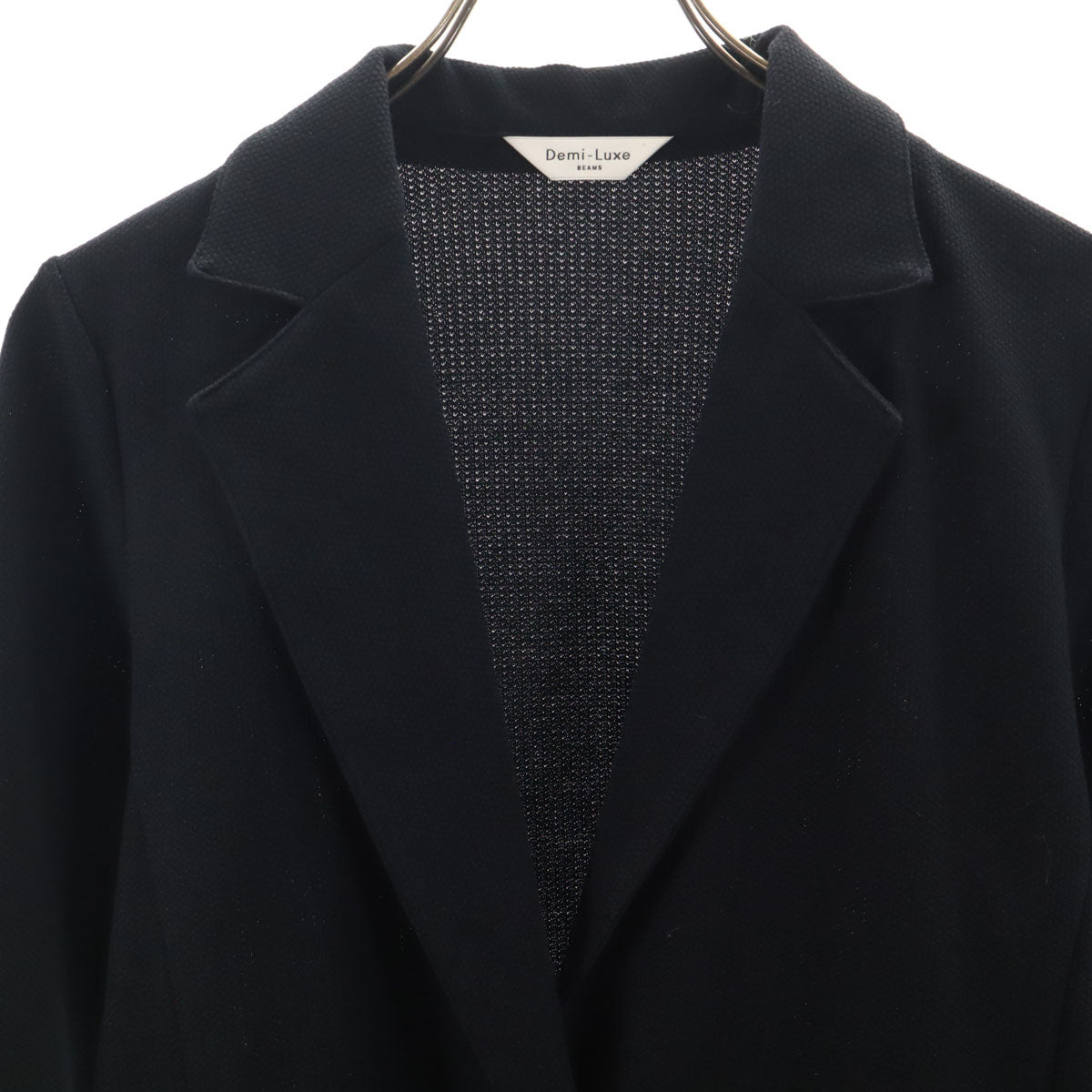 未使用 Demi-Luxe BEAMS デミルクス ビームス 鹿の子 1B テーラードジャケット 38 ネイビー アンコン レディース