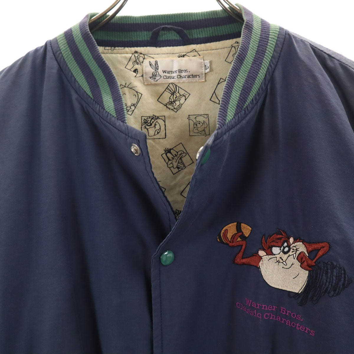 Warner Bros ワーナーブラザーズ 90s オールド ルーニー・テューンズ タズマニアンデビル ブルゾン L ネイビー ジャケット メンズ