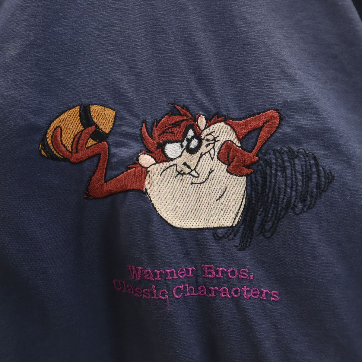 Warner Bros ワーナーブラザーズ 90s オールド ルーニー・テューンズ タズマニアンデビル ブルゾン L ネイビー ジャケット メンズ