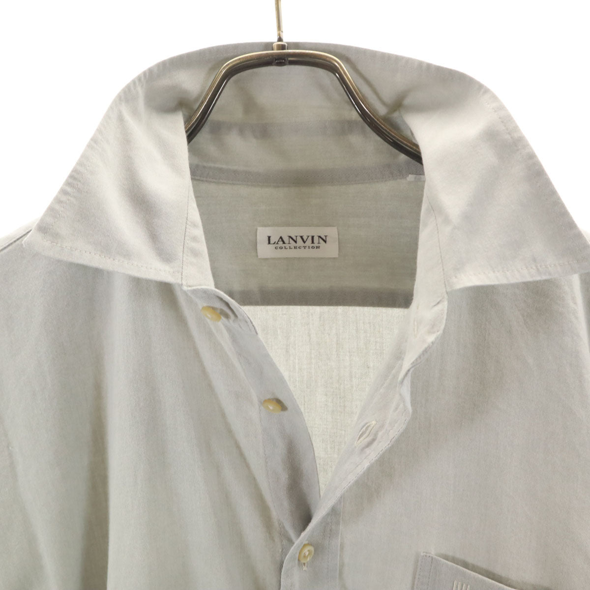 LANVIN LA COLLECTION ランバンコレクション 日本製 長袖 コットンシャツ L グレー メンズ