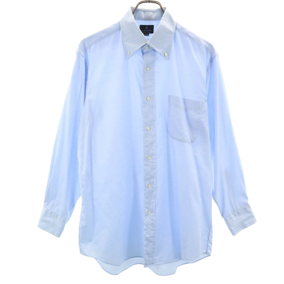 LANVIN LA COLLECTION ランバンコレクション 日本製 チェック柄 長袖 ボタンダウンシャツ 41-82 ブルー系 メンズ