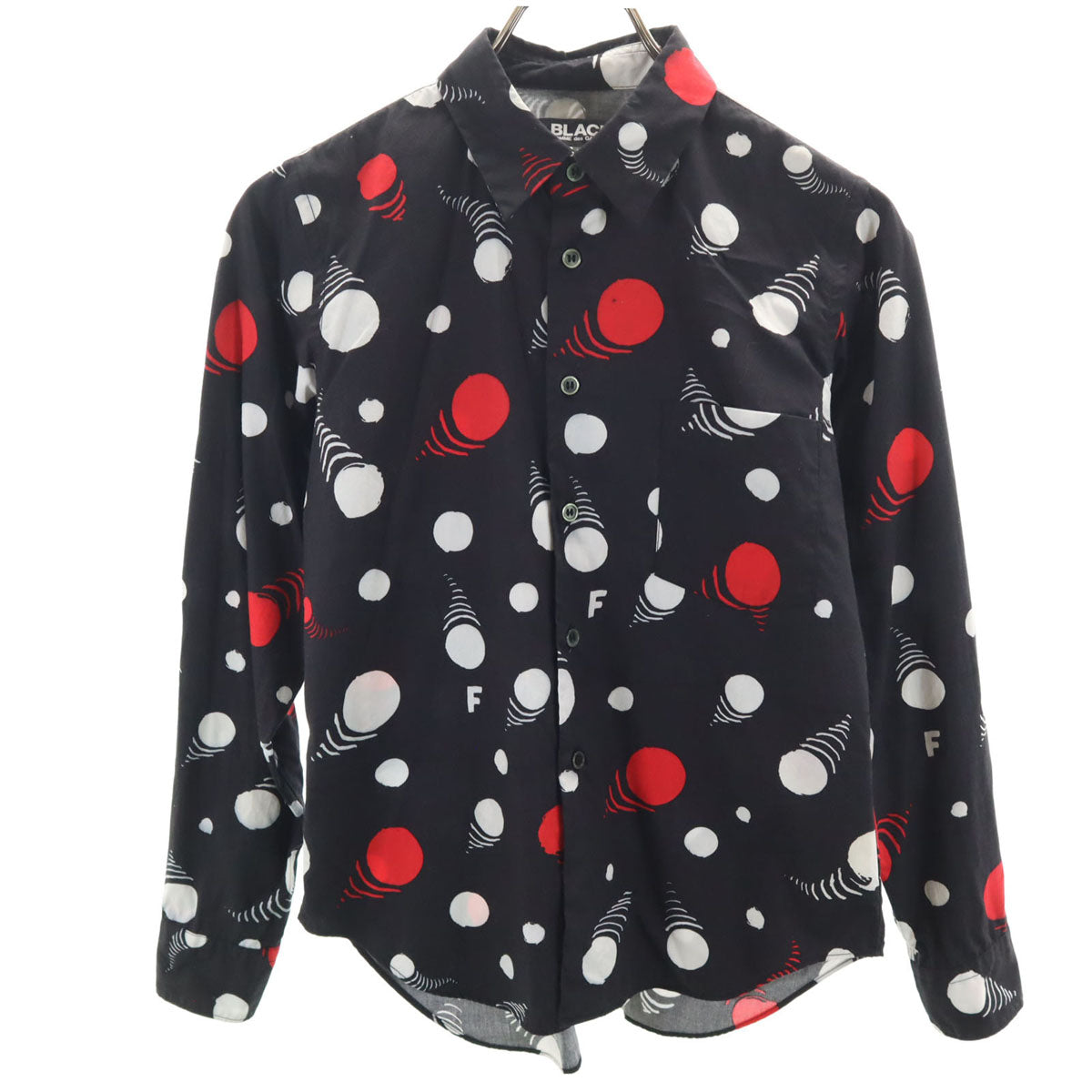 BLACK COMME des GARCONS ブラックコムデギャルソン 2017年 日本製 総柄 長袖 コットンシャツ XS ブラック レディース