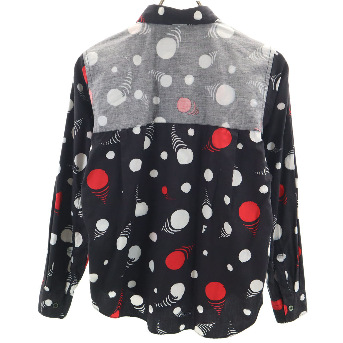 BLACK COMME des GARCONS ブラックコムデギャルソン 2017年 日本製 総柄 長袖 コットンシャツ XS ブラック レディース