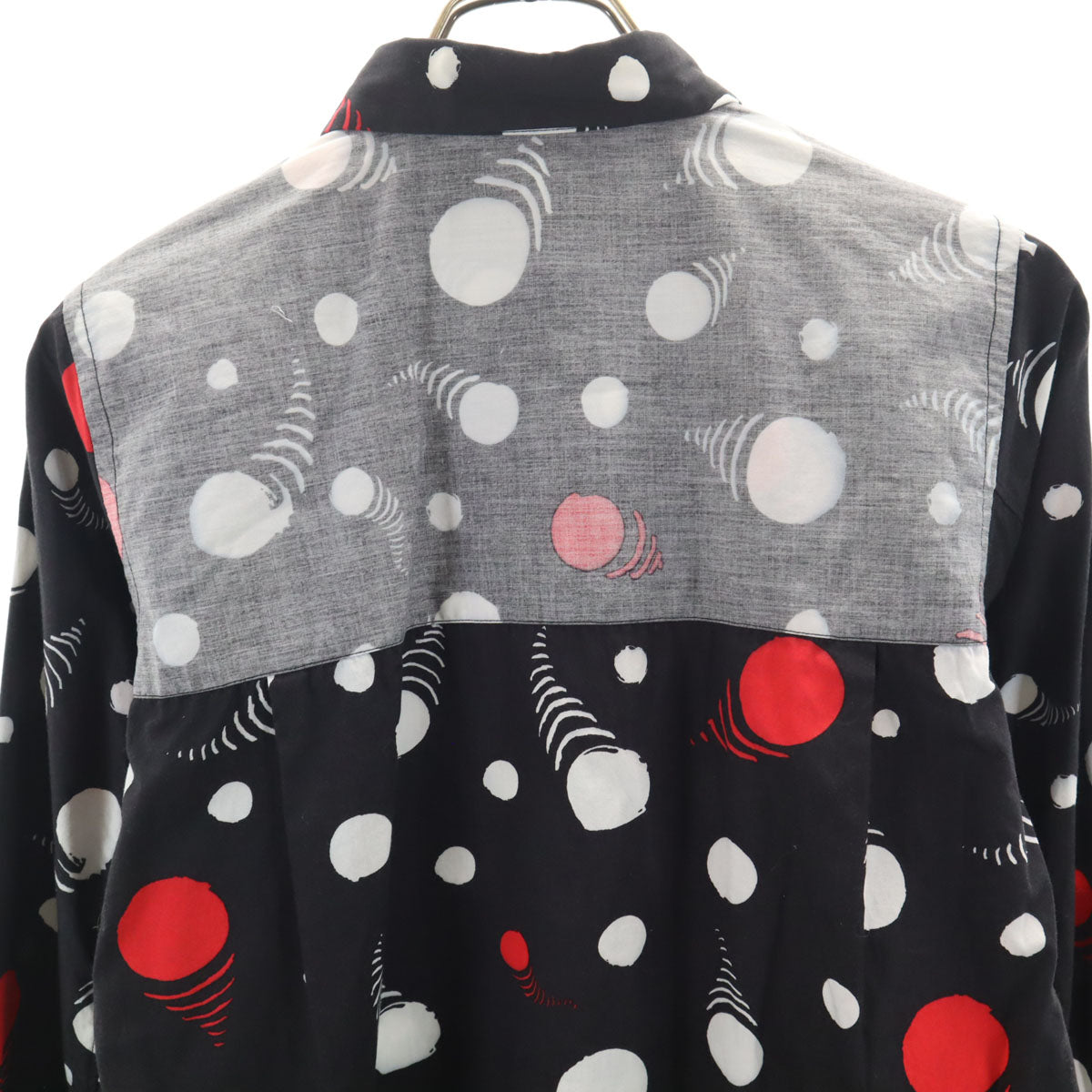 BLACK COMME des GARCONS ブラックコムデギャルソン 2017年 日本製 総柄 長袖 コットンシャツ XS ブラック レディース