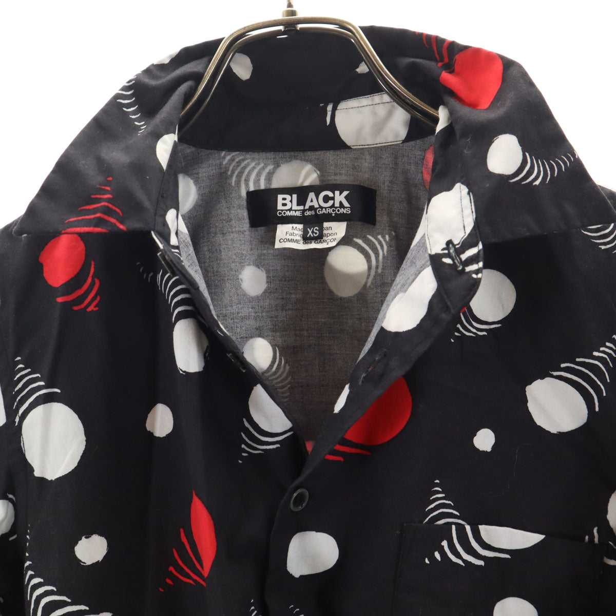 BLACK COMME des GARCONS ブラックコムデギャルソン 2017年 日本製 総柄 長袖 コットンシャツ XS ブラック レディース