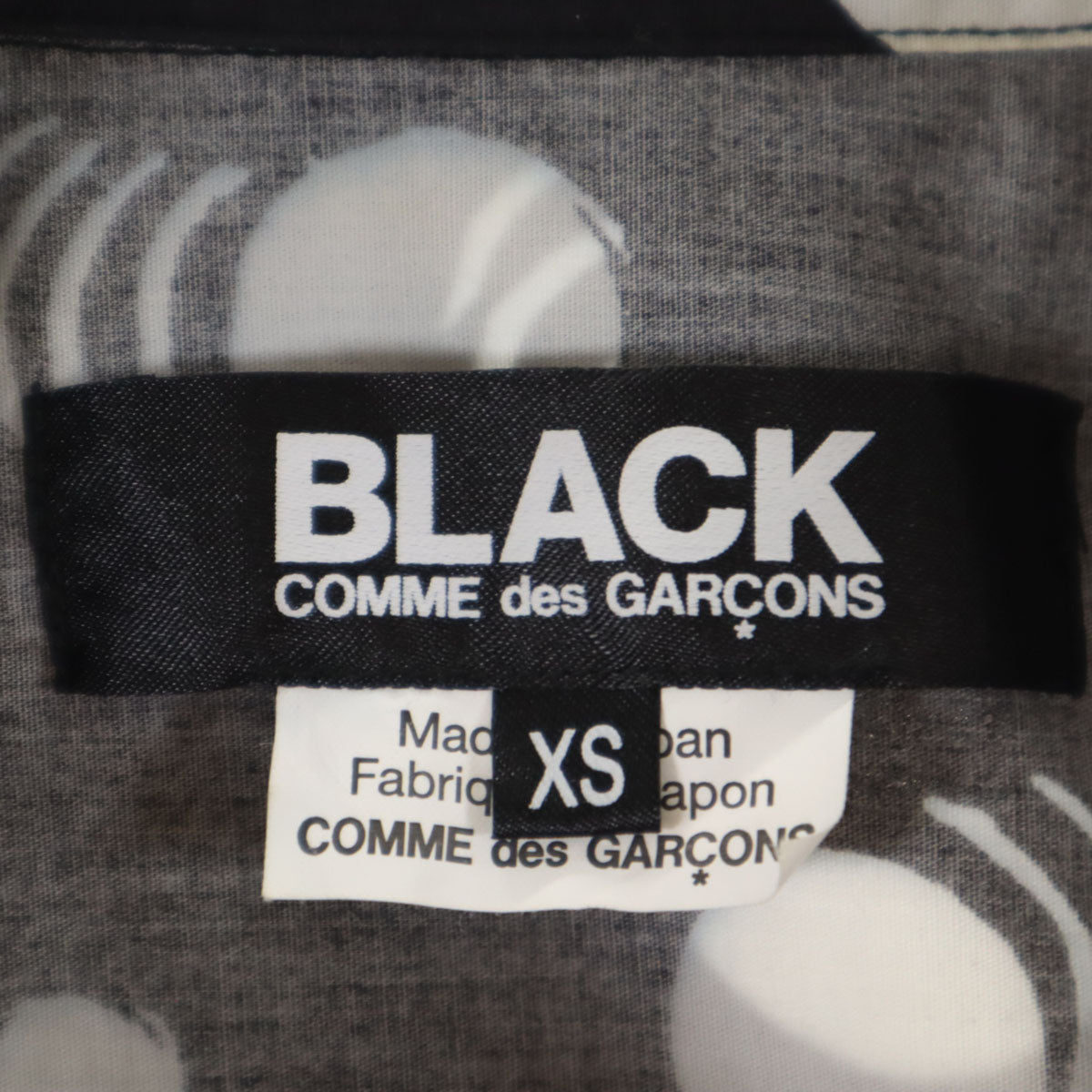 BLACK COMME des GARCONS ブラックコムデギャルソン 2017年 日本製 総柄 長袖 コットンシャツ XS ブラック レディース