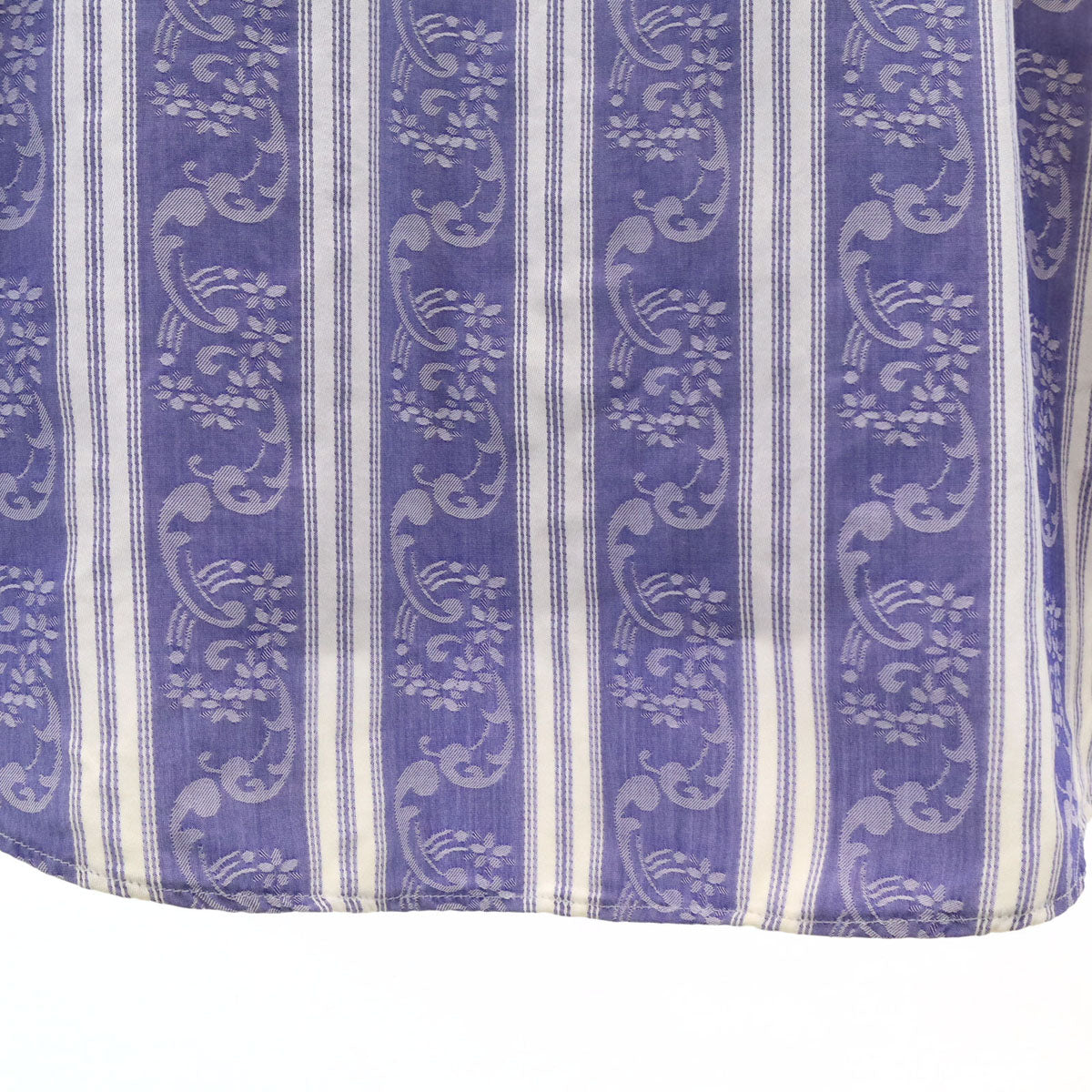 ETRO エトロ イタリア製 花 ストライプ柄 7分袖 コットンシャツ L パープル メンズ