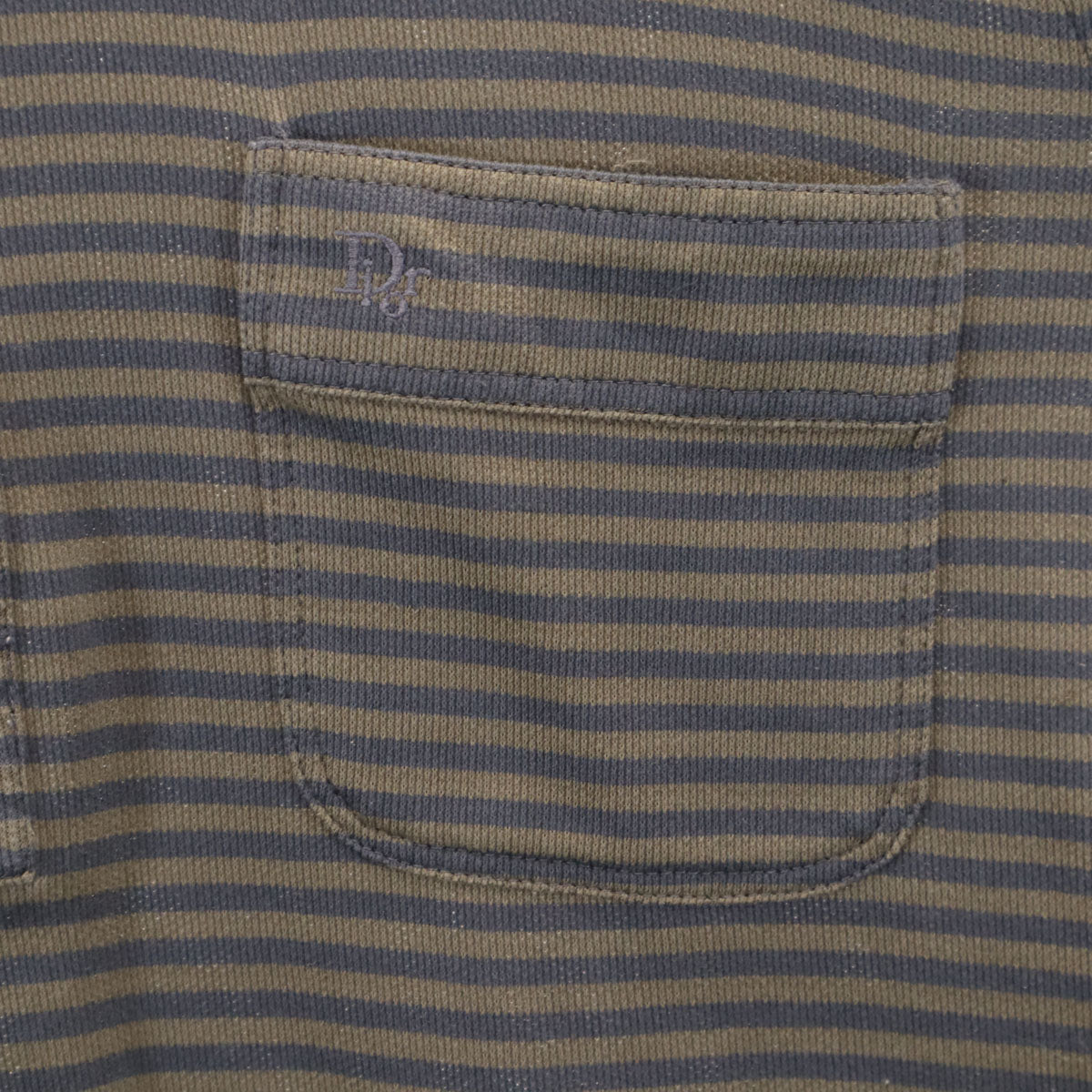 Christian Dior MONSIEUR クリスチャンディオール ムッシュ 90s オールド ボーダー柄 長袖 ポロシャツ L アッシュブラウン メンズ