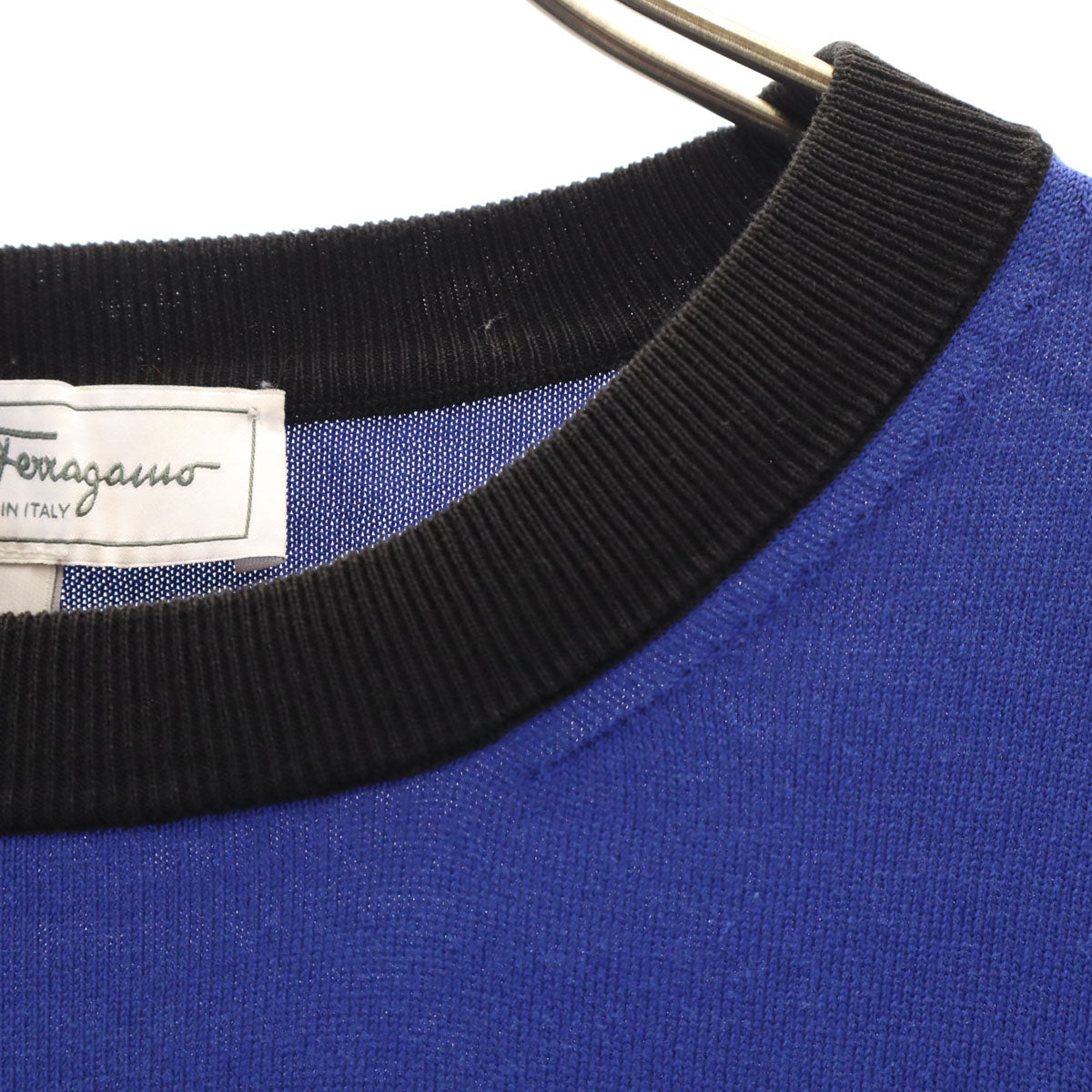 Salvatore Ferragamo サルヴァトーレフェラガモ イタリア製 ボーダー柄 長袖 ニット L ブルー メンズ