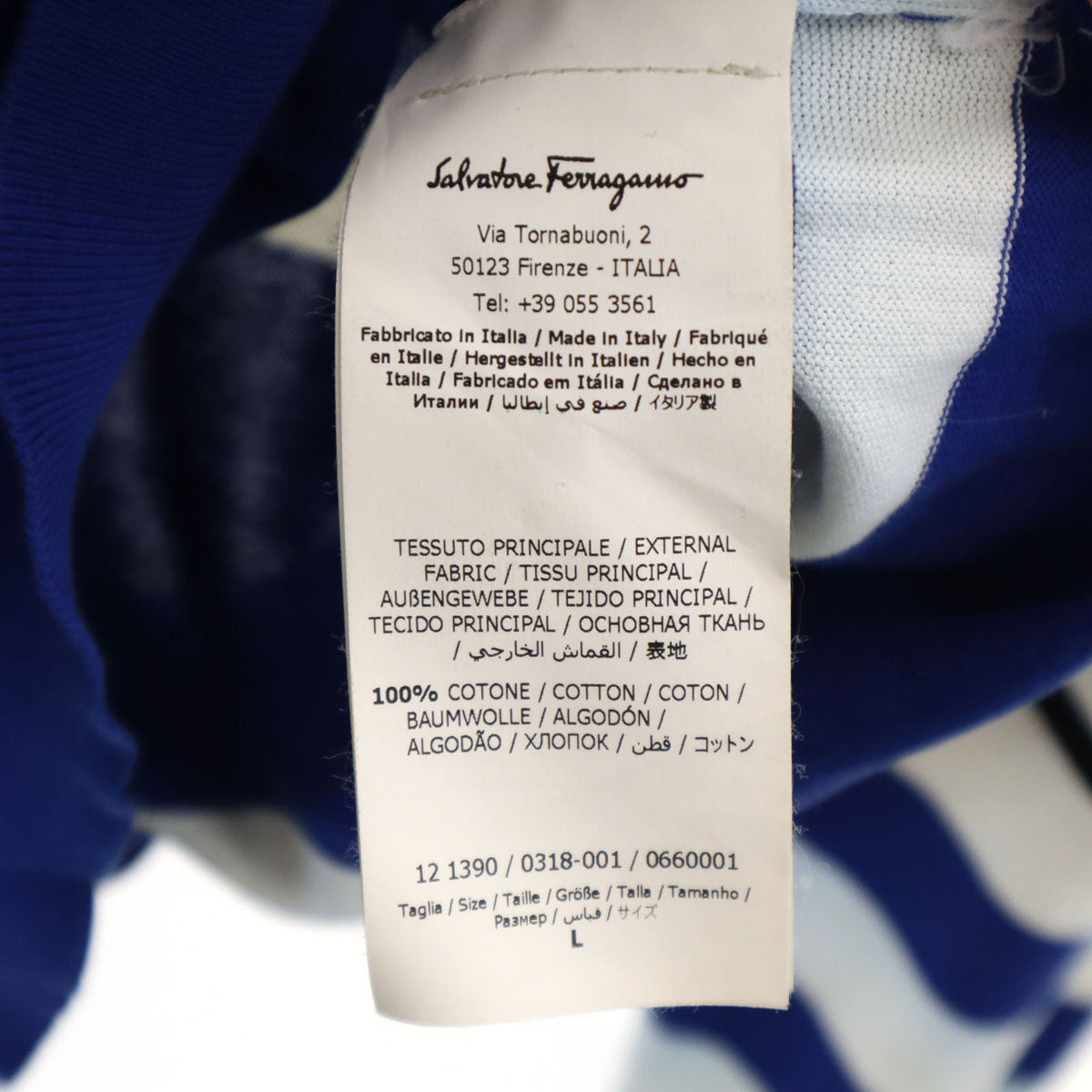 Salvatore Ferragamo サルヴァトーレフェラガモ イタリア製 ボーダー柄 長袖 ニット L ブルー メンズ