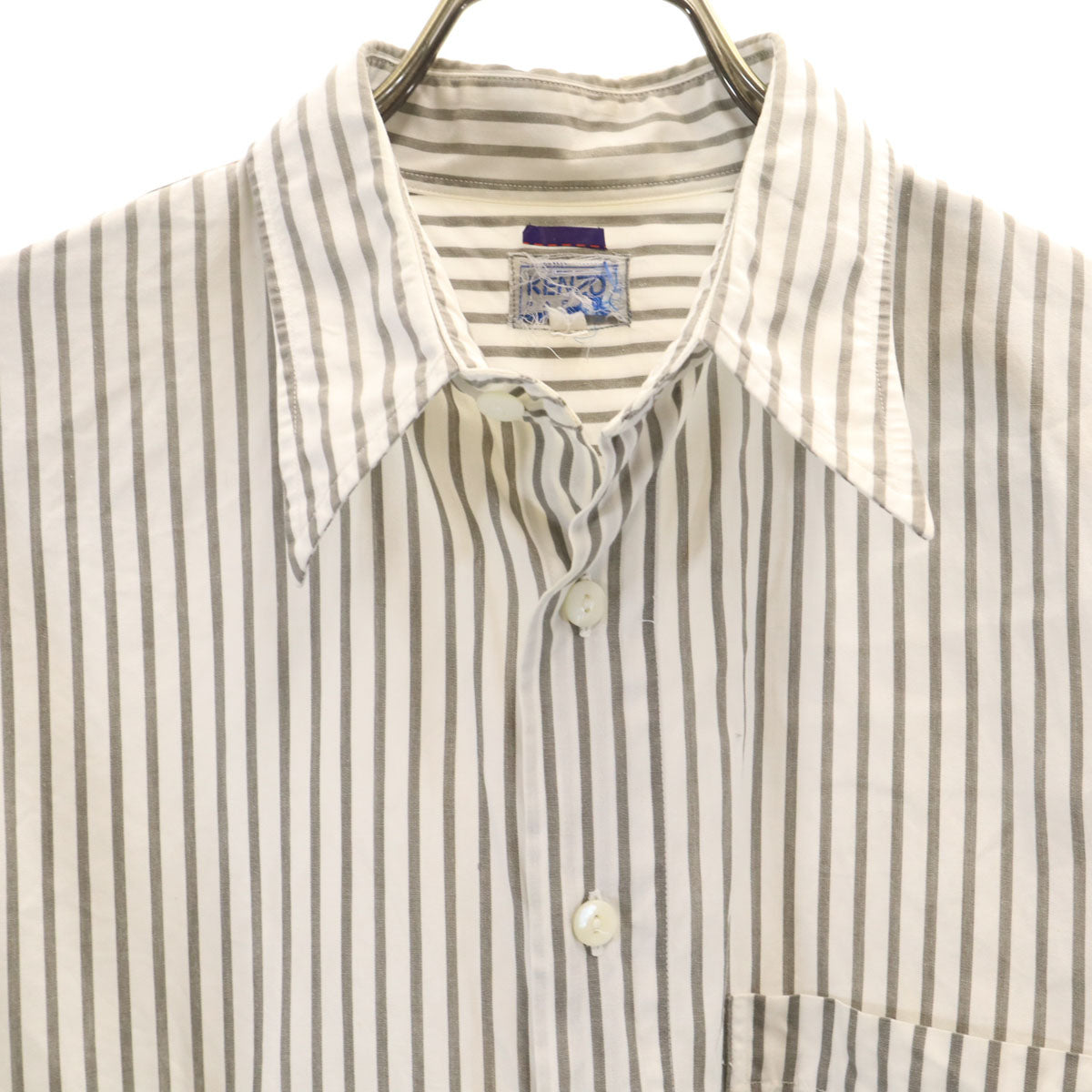 KENZO ケンゾー 90s 日本製 オールド ストライプ柄 長袖 シャツ 1 グレー系 メンズ
