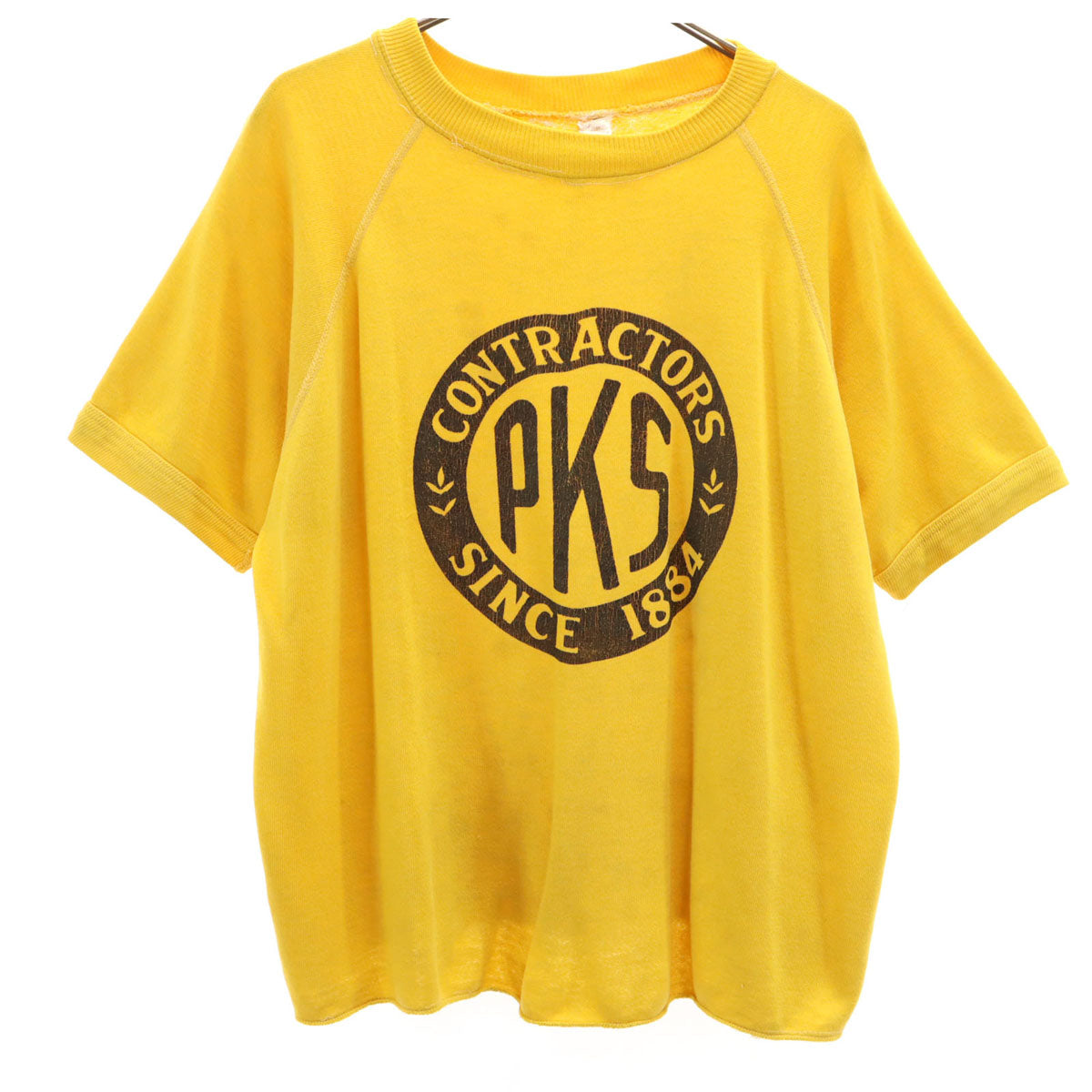 sportswear スポーツウェア 70s 80s ヴィンテージ PKS 半袖 スウェット L イエロー メンズ
