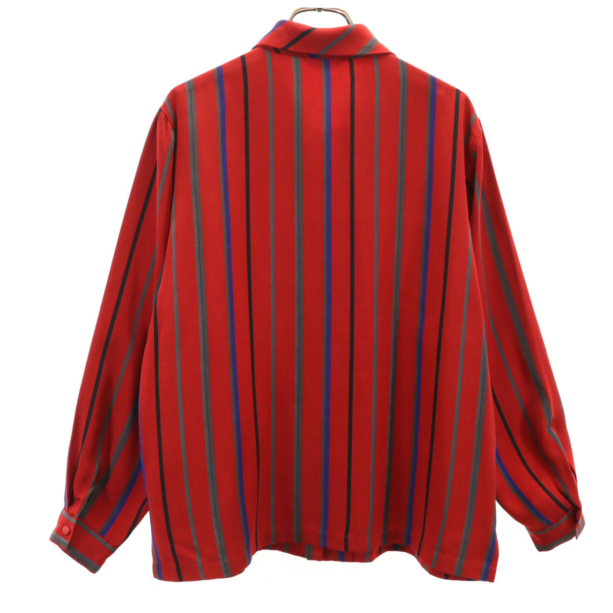 PIERRE BALMAIN ピエールバルマン 80s 90s オールド ストライプ柄 長袖 シャツ B-88 レッド 比翼 レディース