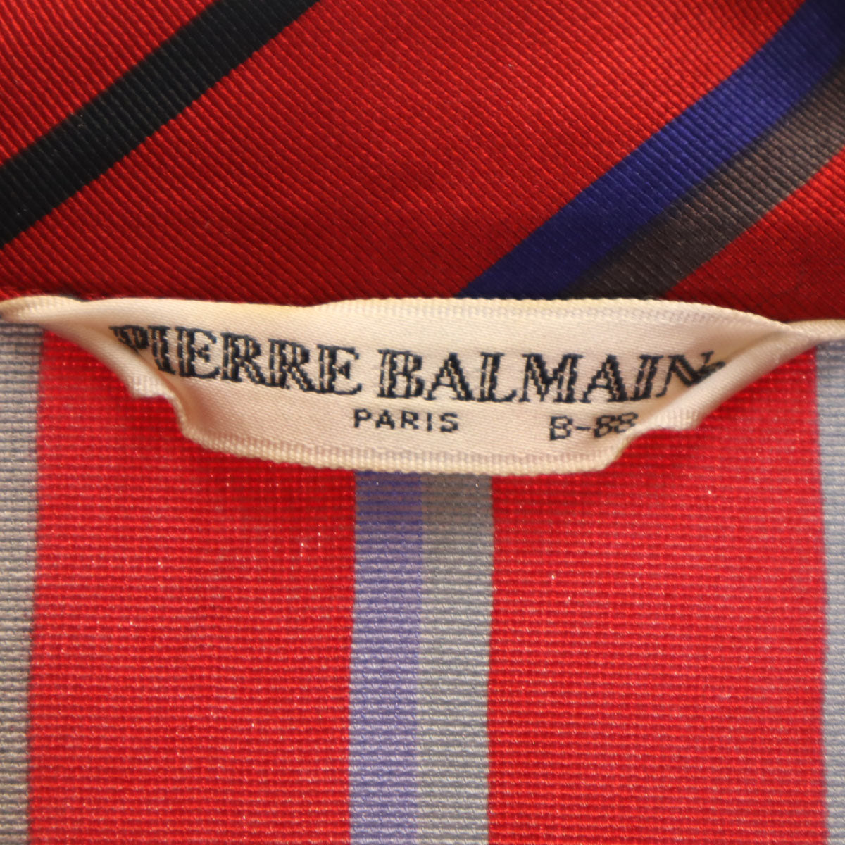 PIERRE BALMAIN ピエールバルマン 80s 90s オールド ストライプ柄 長袖 シャツ B-88 レッド 比翼 レディース