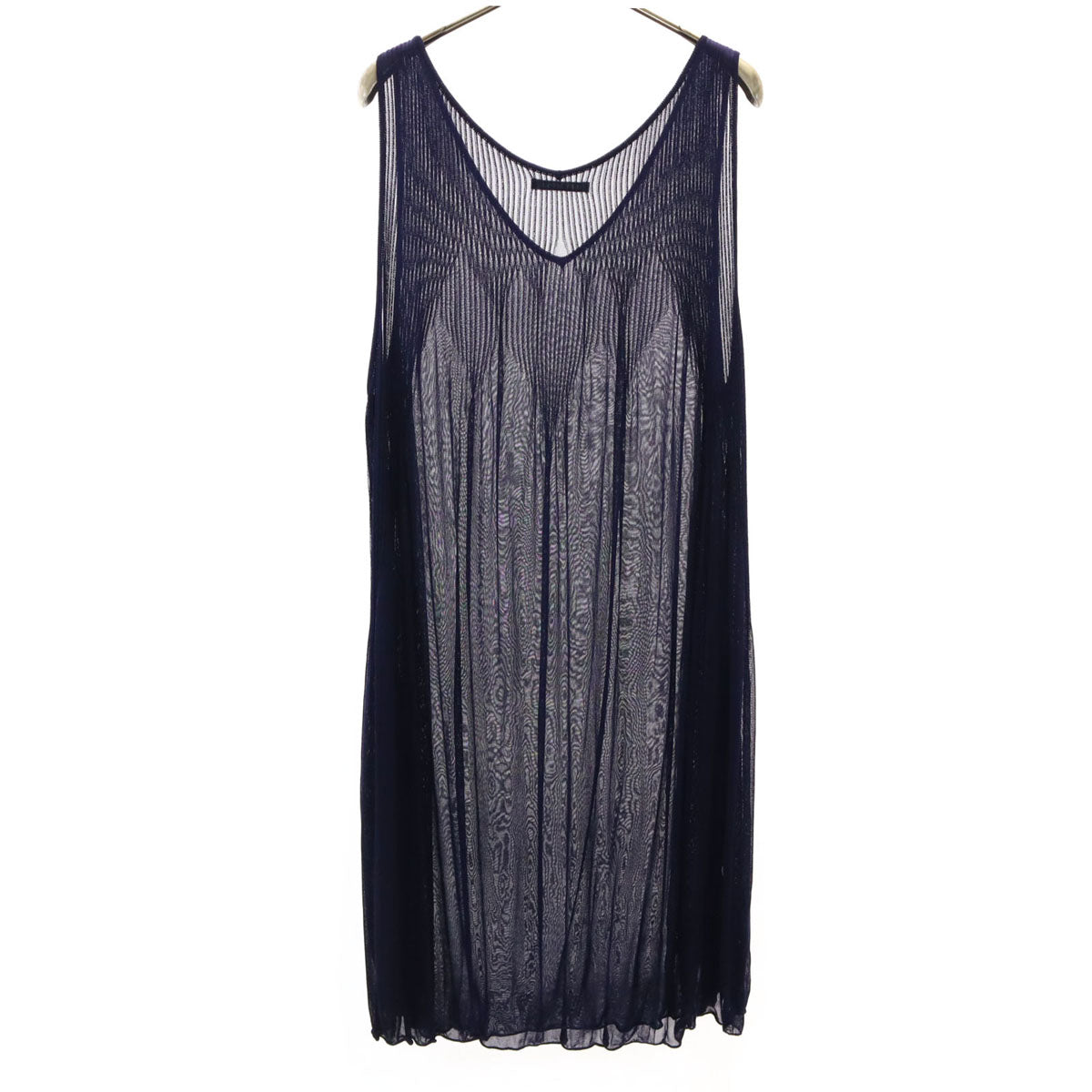 ISSEY MIYAKE イッセイミヤケ 日本製 ノースリーブ シアー ワンピース 2 ネイビー レディース