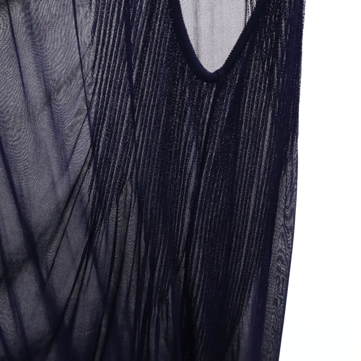 ISSEY MIYAKE イッセイミヤケ 日本製 ノースリーブ シアー ワンピース 2 ネイビー レディース