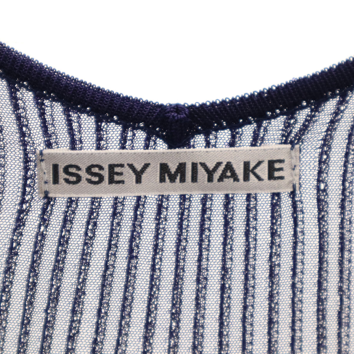 ISSEY MIYAKE イッセイミヤケ 日本製 ノースリーブ シアー ワンピース 2 ネイビー レディース
