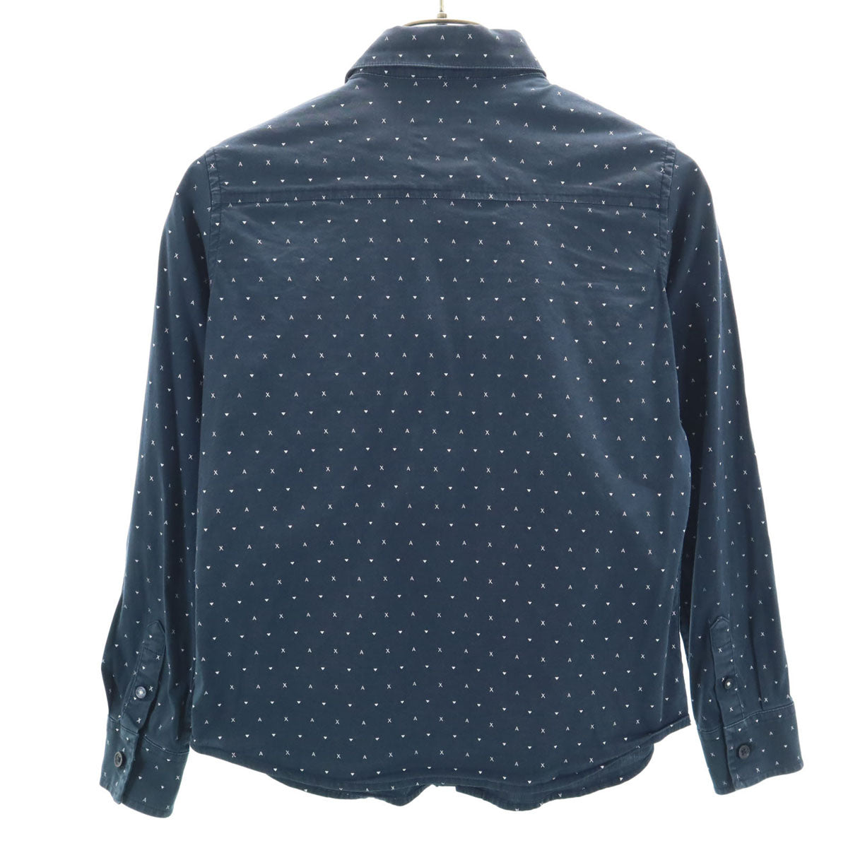 ARMANI EXCHANGE アルマーニエクスチェンジ 総ロゴ 長袖 シャツ 10A ネイビー 比翼 キッズ